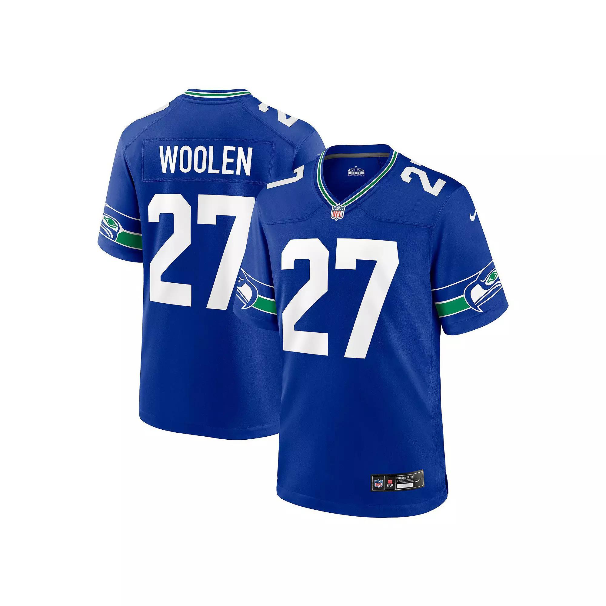 Men's Nike Tariq Woolen Royal Seattle Seahawks Throwback Player Game Jersey, Size: XL, Blue Product Image