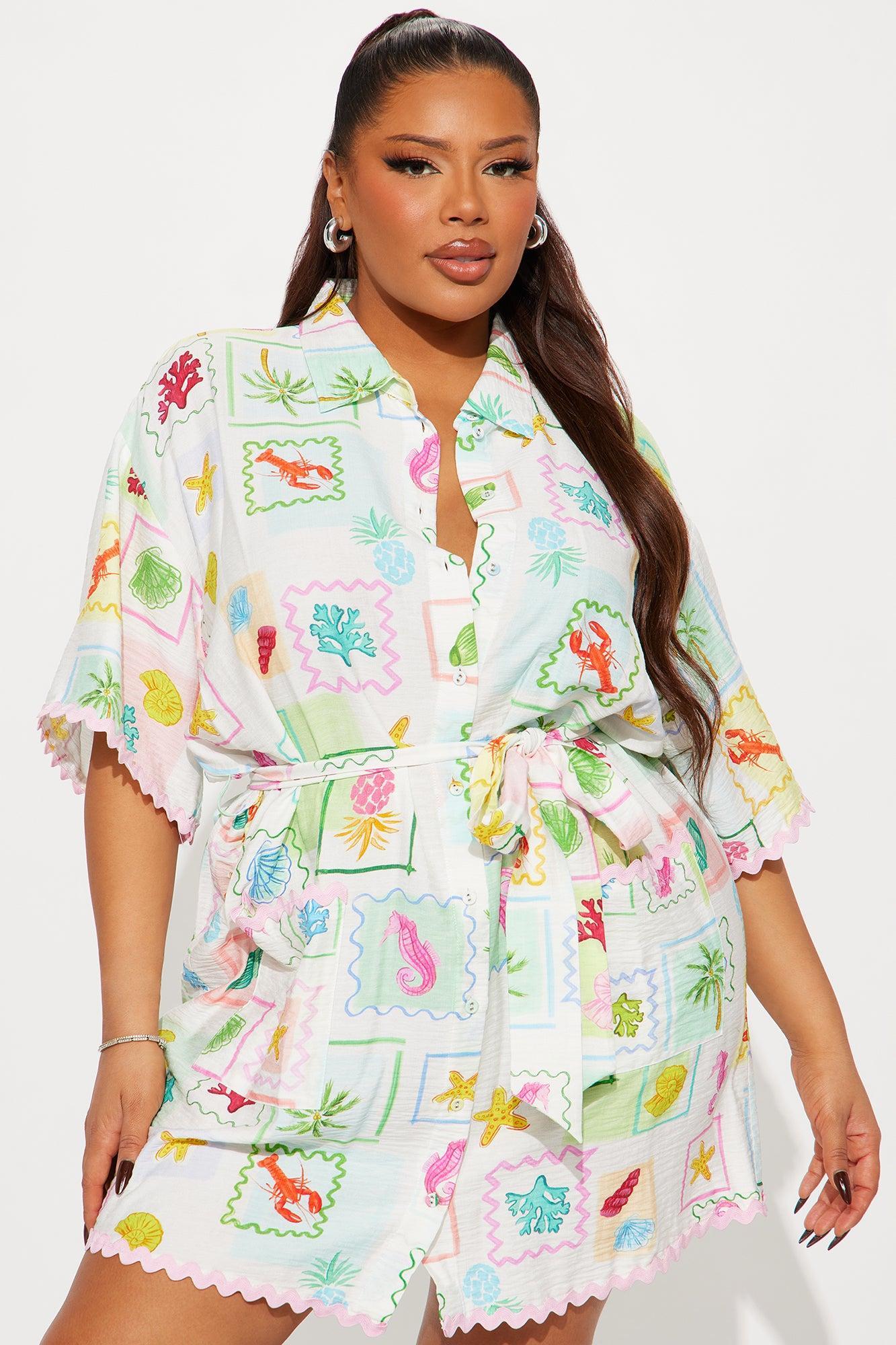 By The Shore Shirt Mini Dress - Multi Color Product Image