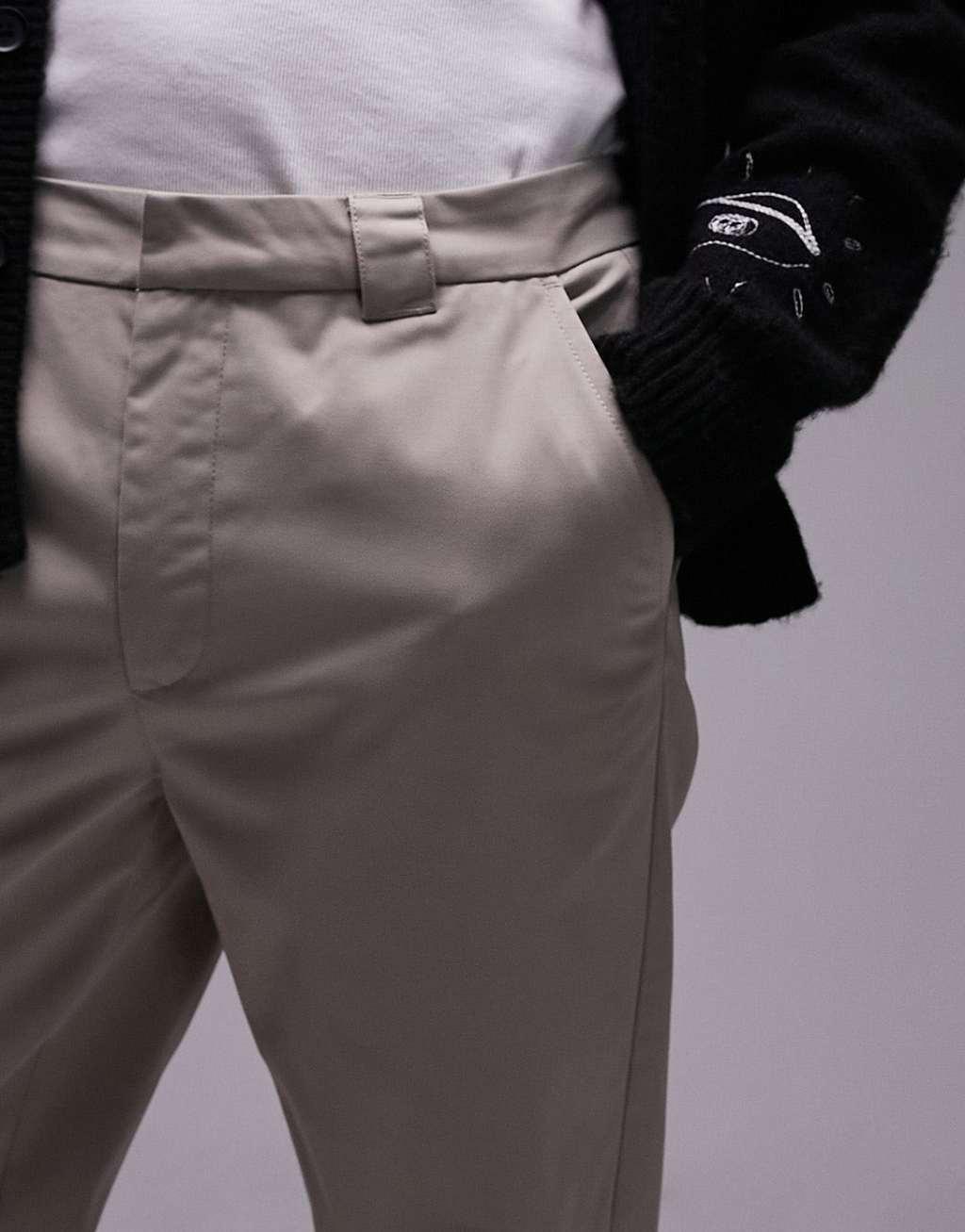 Topman taper pants in stone Product Image