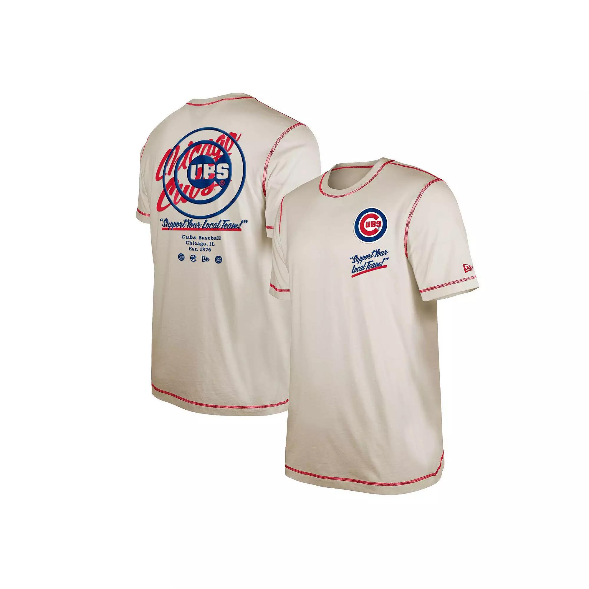 Men's New Era Cream Chicago Cubs Team Split T-Shirt, Size: Small, Beige Product Image