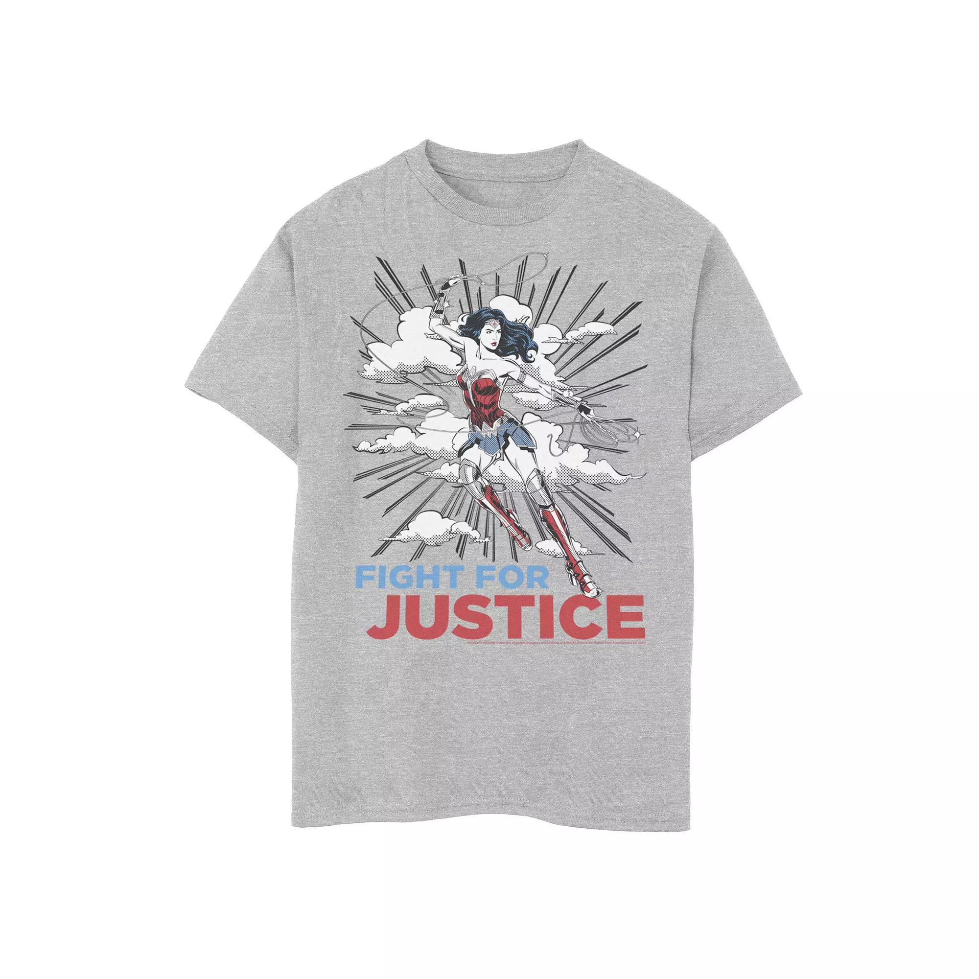 Boys 8-20 Wonder Woman Fight For Justice Poster Graphic Tee, Boys Athletic Grey Product Image