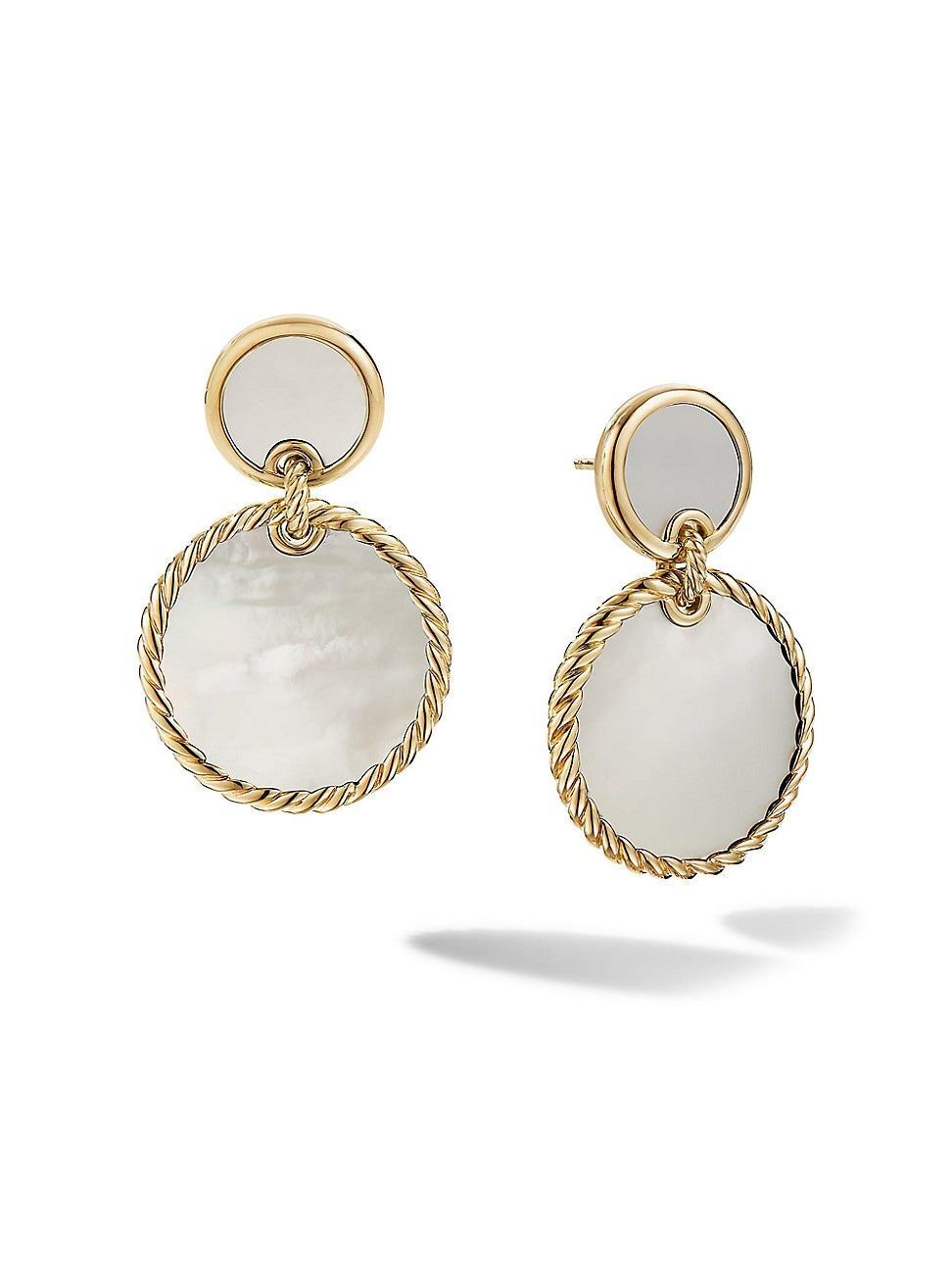 David Yurman 18K Yellow Gold Dy Elements Double Drop Earrings with Mother-of-Pearl Product Image