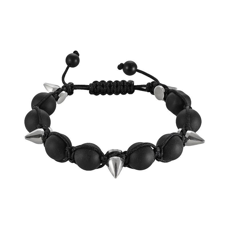 Stainless Steel Hematite Bead Slipknot Bracelet - Men, Men's, Size: 8.5", Grey Product Image