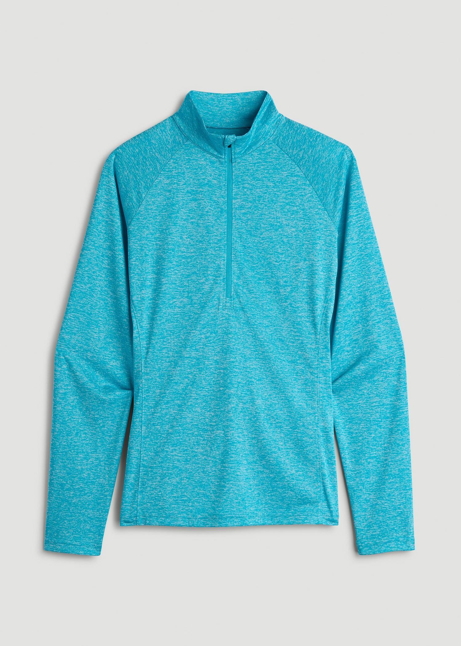 Long Sleeve Active Half Zip Pullover Tall Women's Jacket in Scuba Blue Mix Product Image