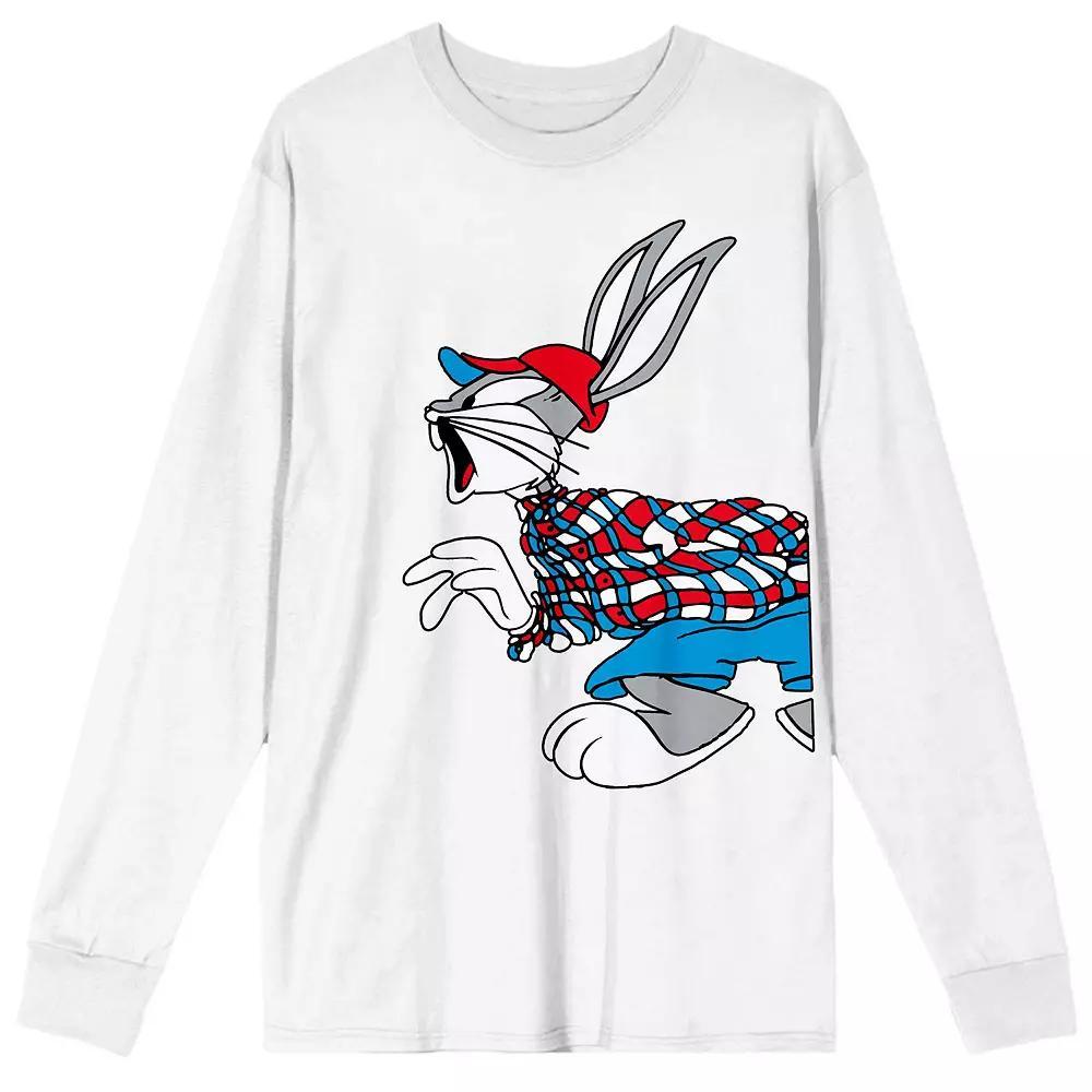 Men's Looney Tunes Bugs Bunny Long Sleeve Graphic Tee, Size: Small, White Product Image