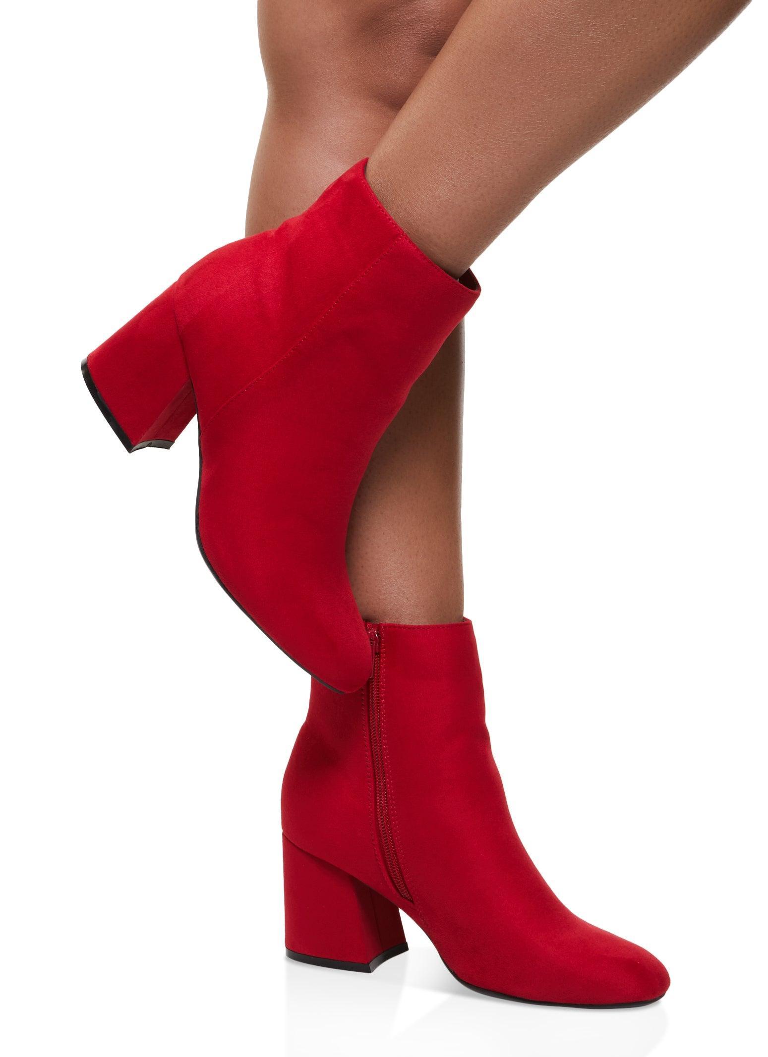 Womens Round Toe Mid Block Heel Booties Product Image