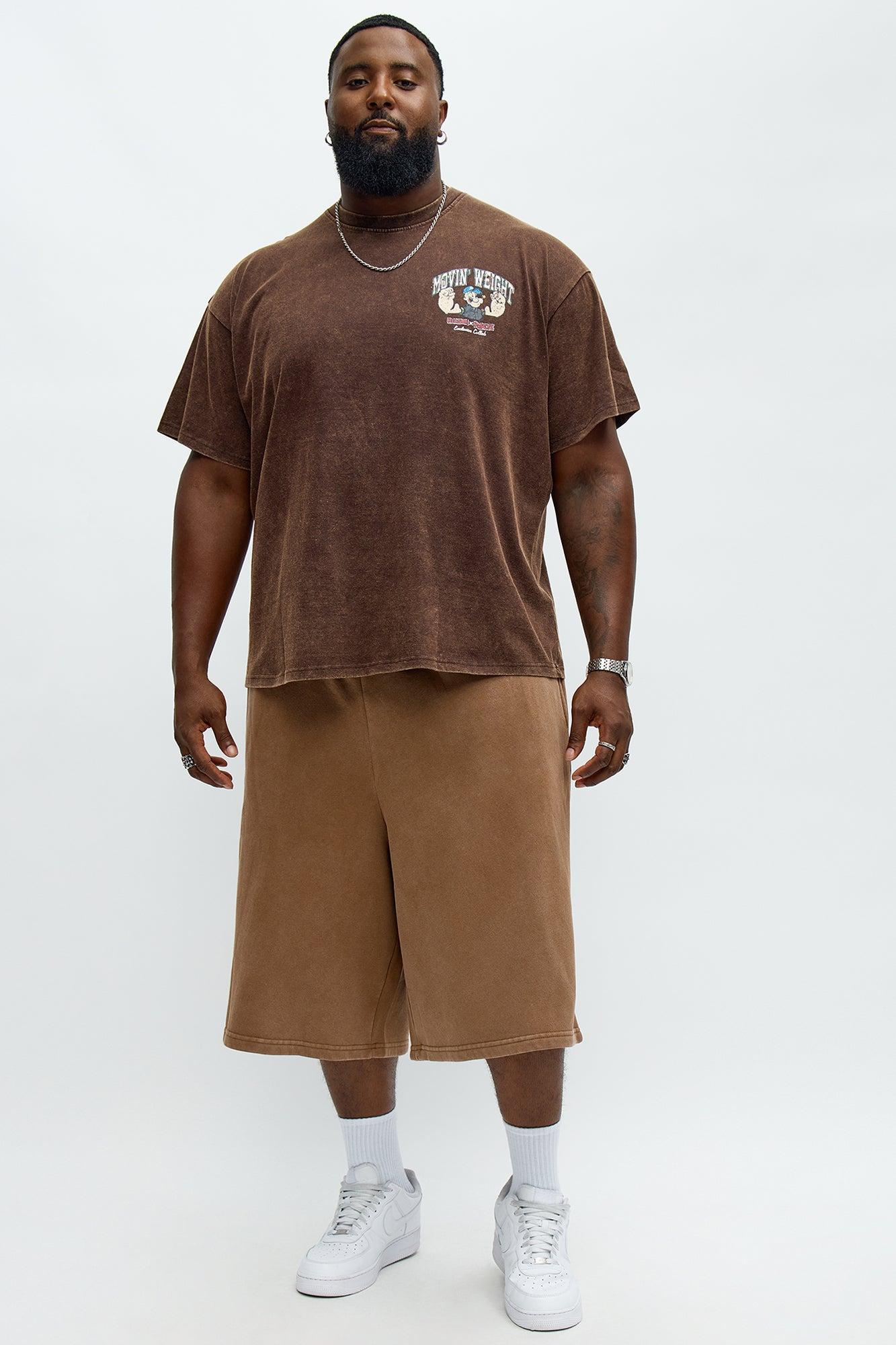 Tyson Baggy Washed Shorts - Brown Male Product Image