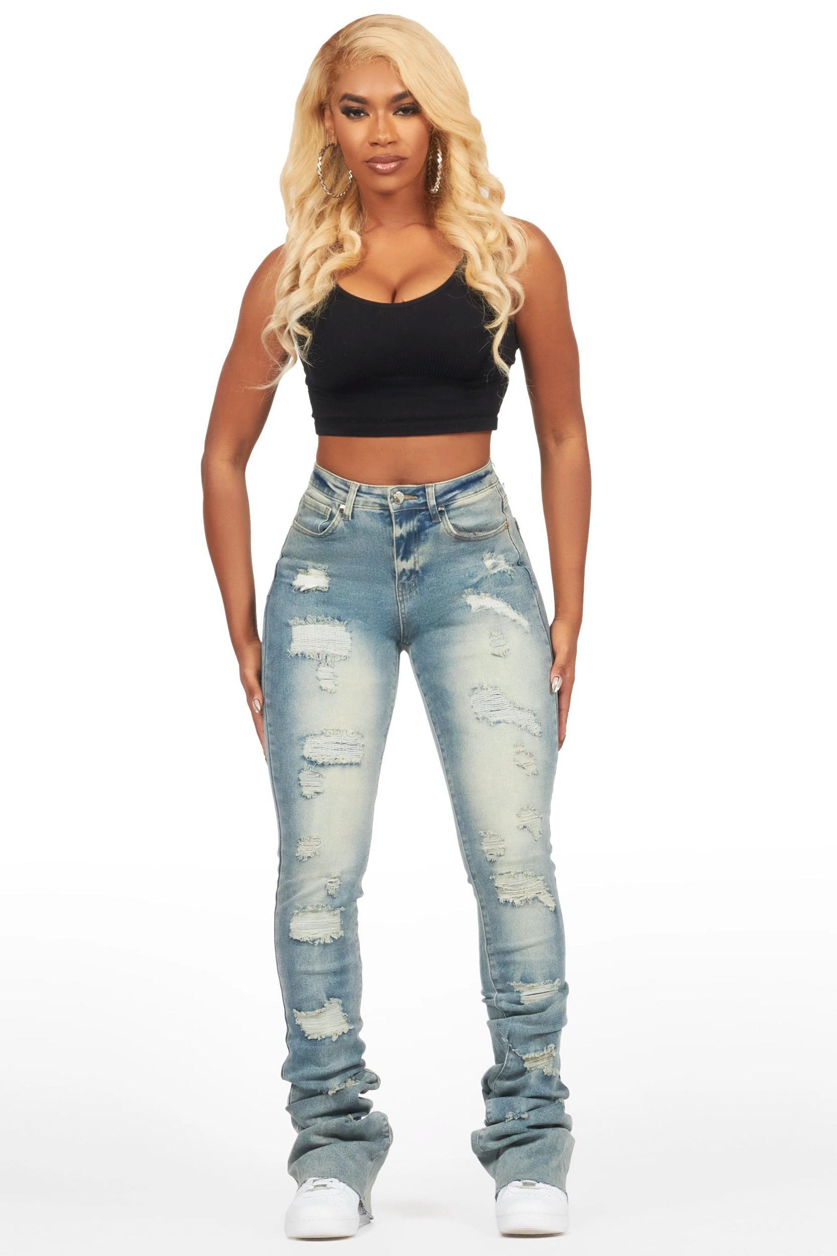 Remy Tinted Dark Wash Super Stacked Jean Female Product Image