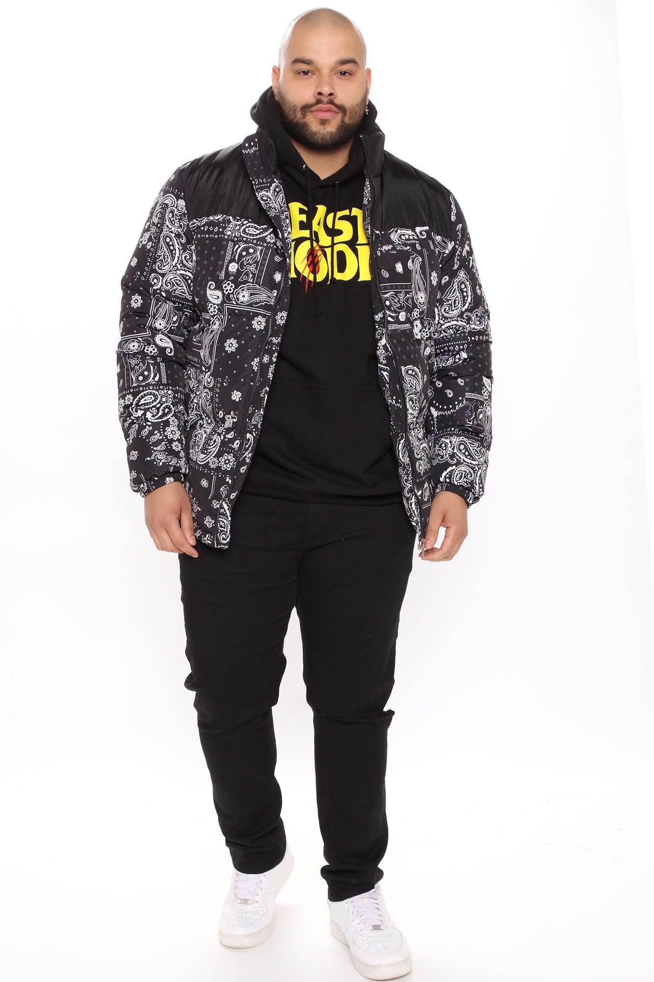 Paisley Puffer Jacket - Black Product Image