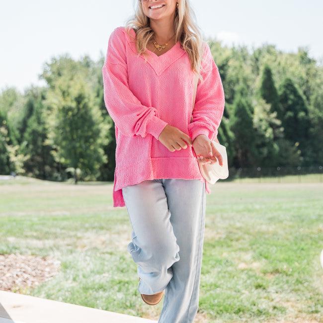 Manifest It Pink Textured Knit Top FINAL SALE Product Image