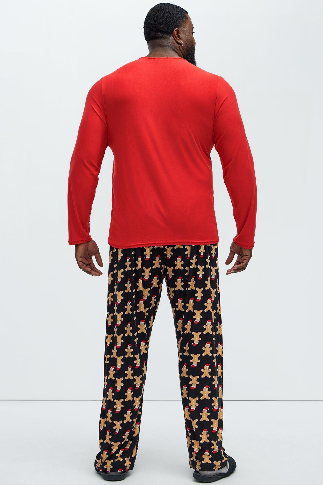 Holiday Squad Gingerbread Holiday PJ Set - Red/Black Product Image