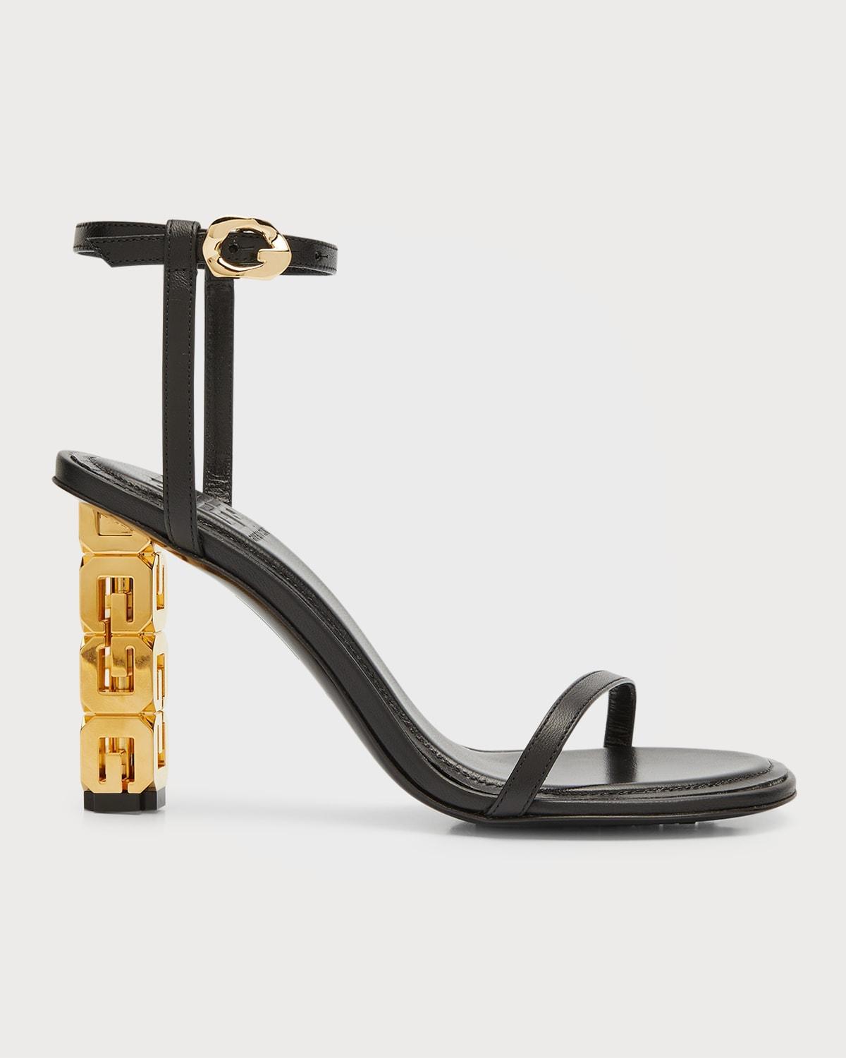 Womens G Cube Sculptural Heel Leather Sandals Product Image