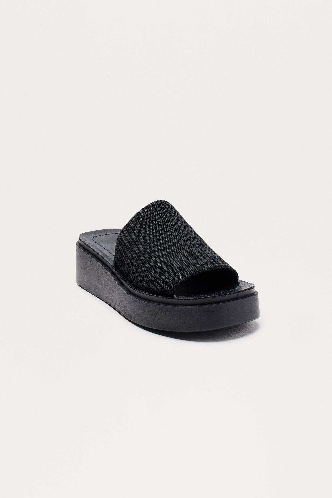 Missie Faux Leather Platform Sandals - Black Product Image