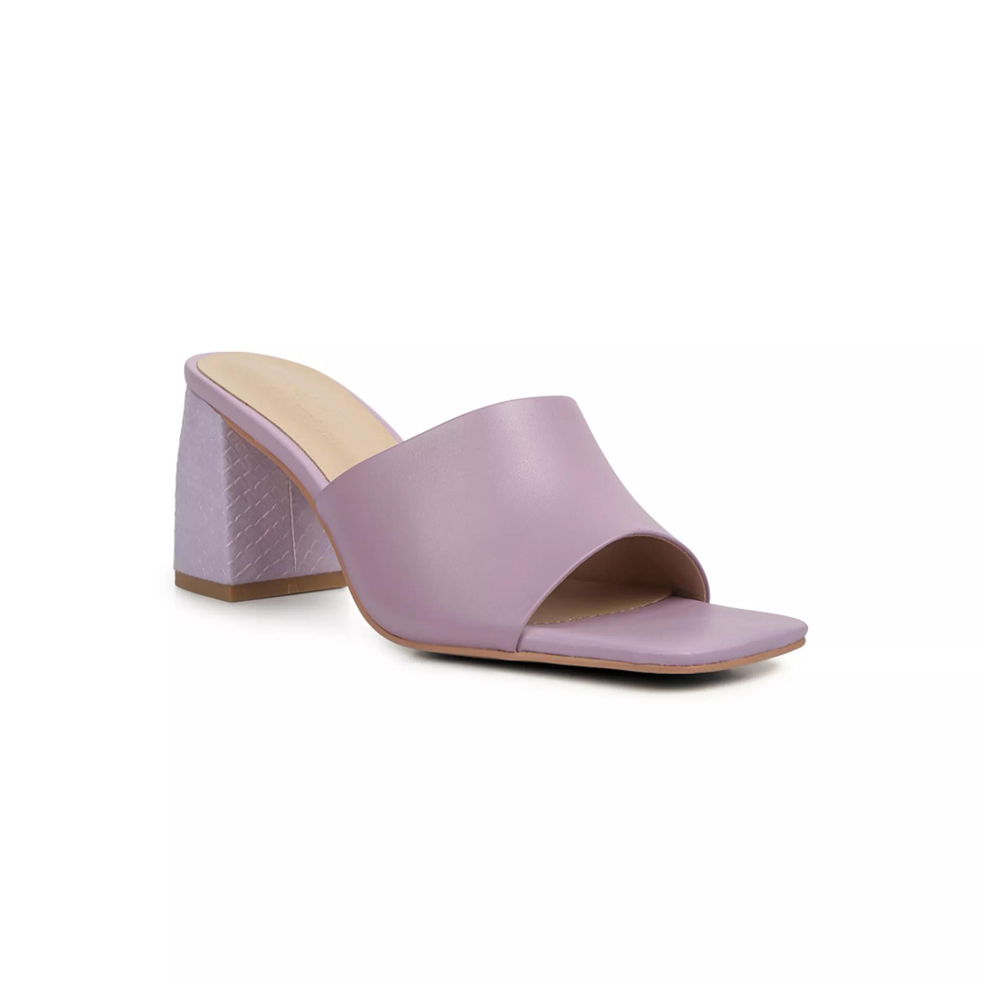 Rag & Co Women's Block Heel Leather Sandals, Size: 10, Purple Product Image