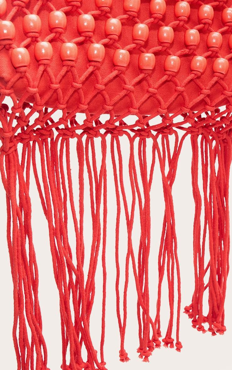 Bright Red Beaded Weave Clutch Bag Product Image