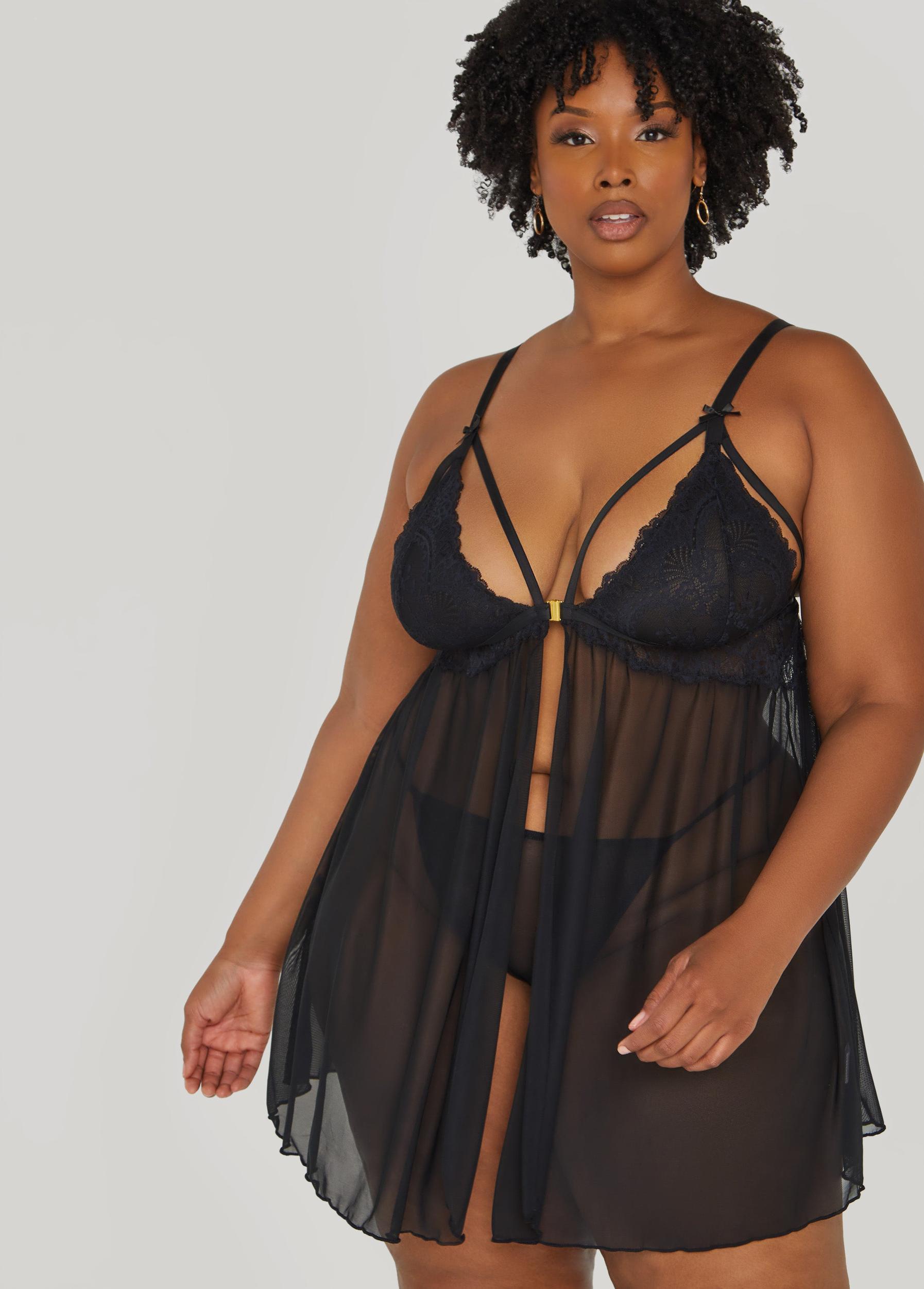 Mesh And Lace Babydoll Set Product Image