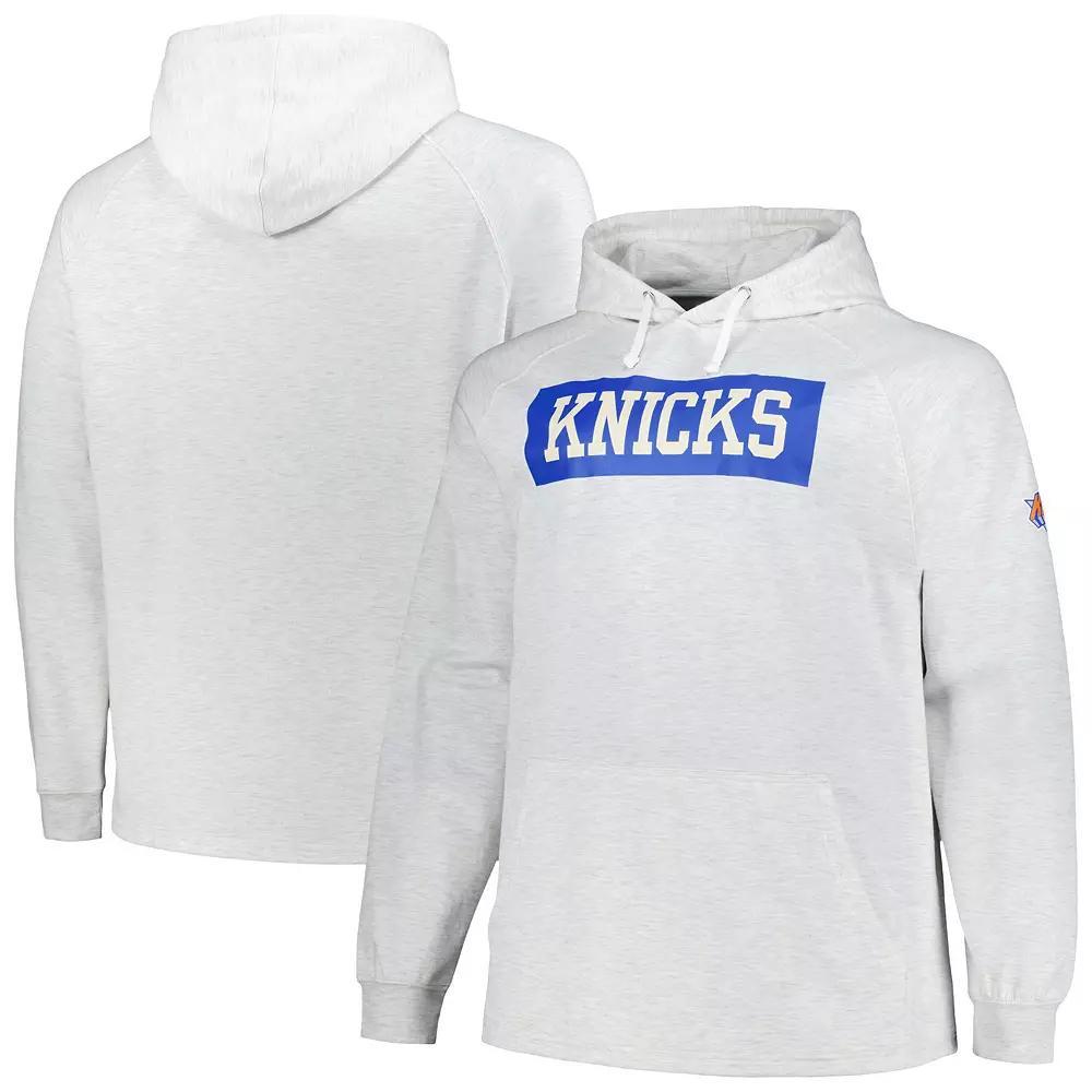 Men's Fanatics Ash New York Knicks Big & Tall Raglan Tri-Blend Pullover Hoodie, Size: 2XB, Black Product Image