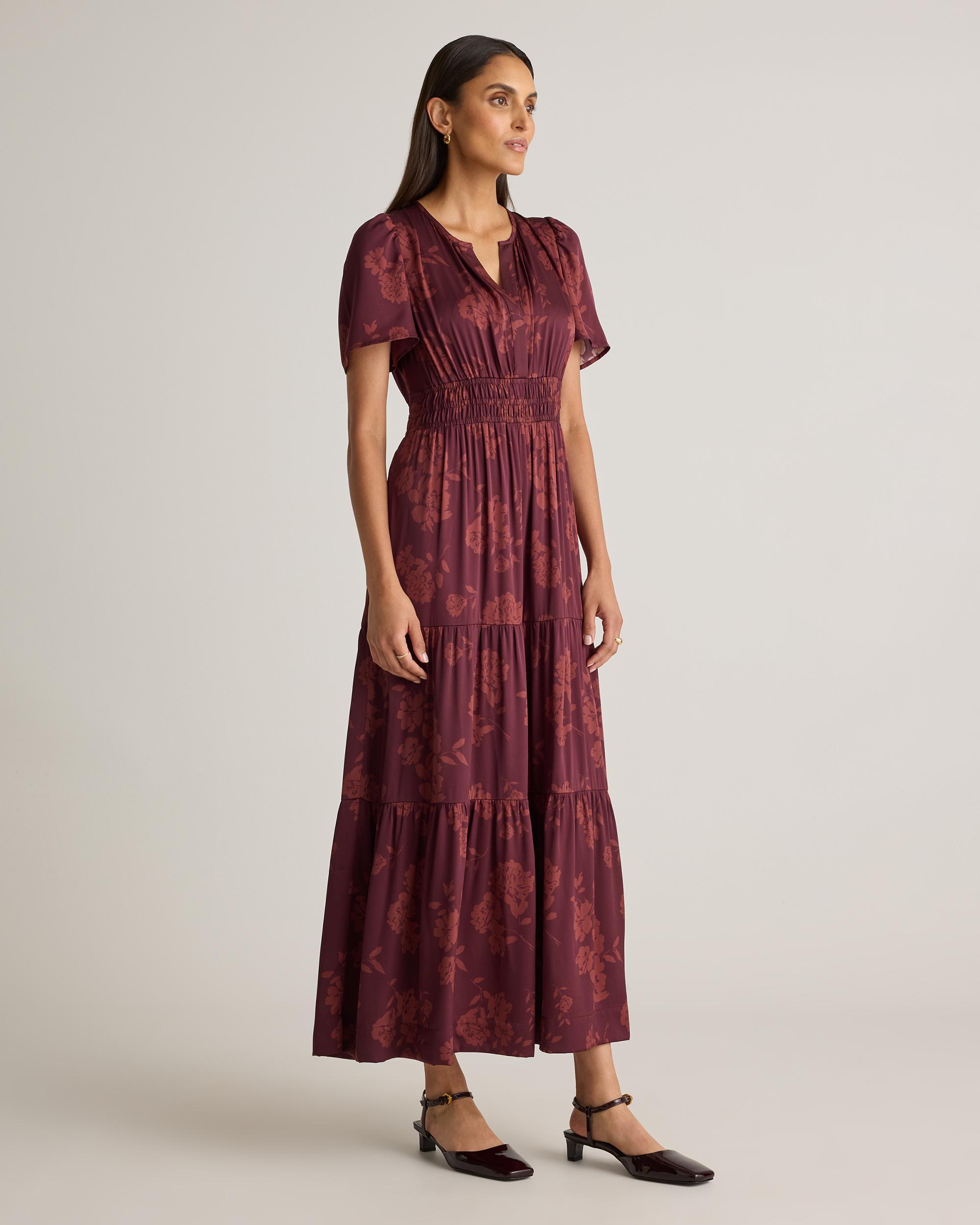 Quince | Women's Washable Stretch Silk Tiered Maxi Dress Product Image