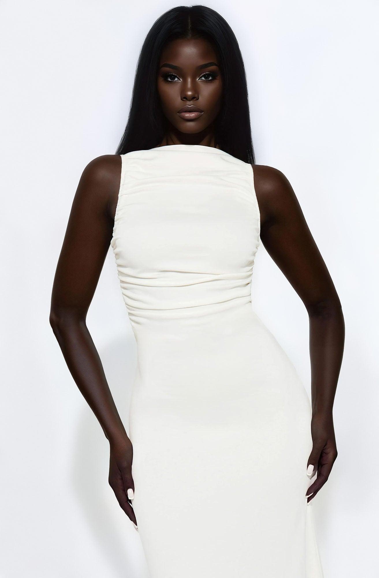 Ashlee Backless Maxi Dress - White Product Image