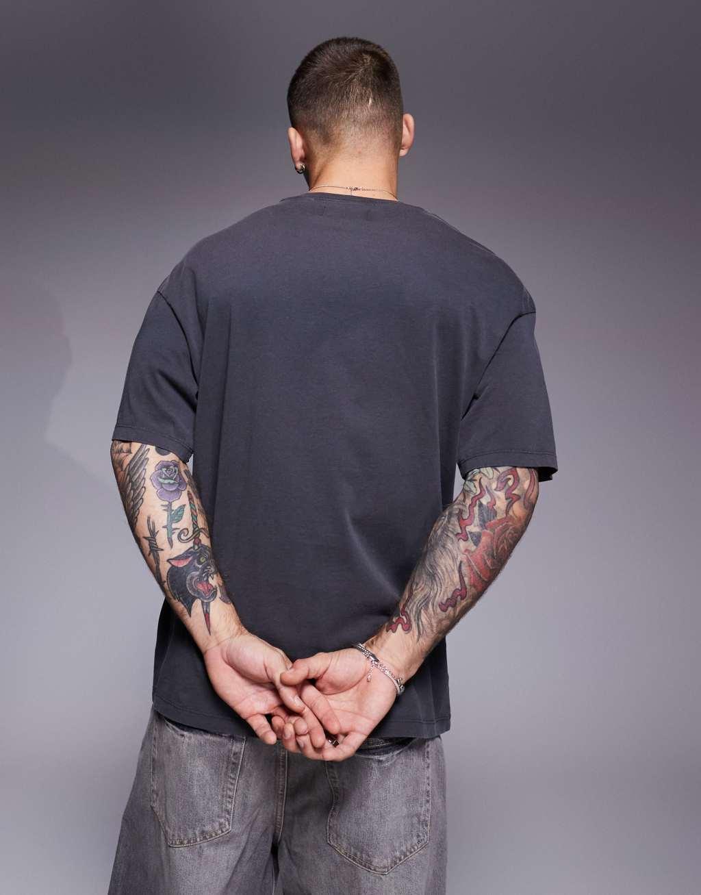 ADPT oversized Berlin print t-shirt in washed gray  Product Image