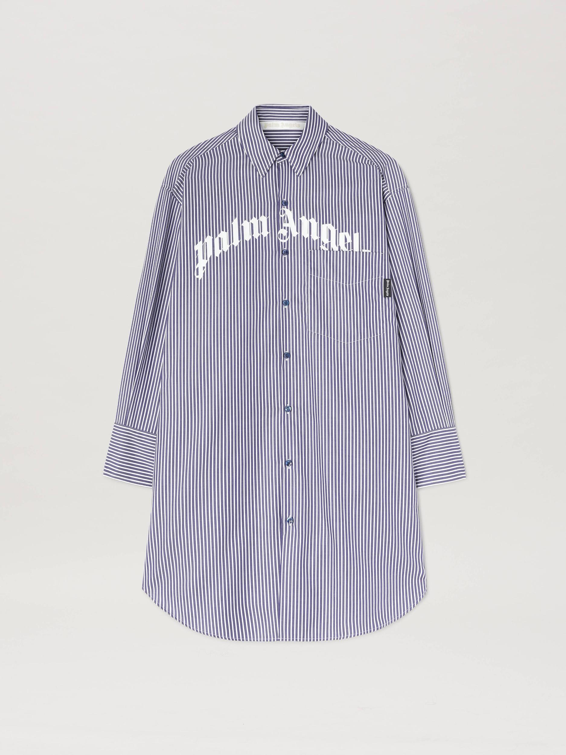 CURVED LOGO STRIPE SHIRTDRESS NAVY BLUE Product Image