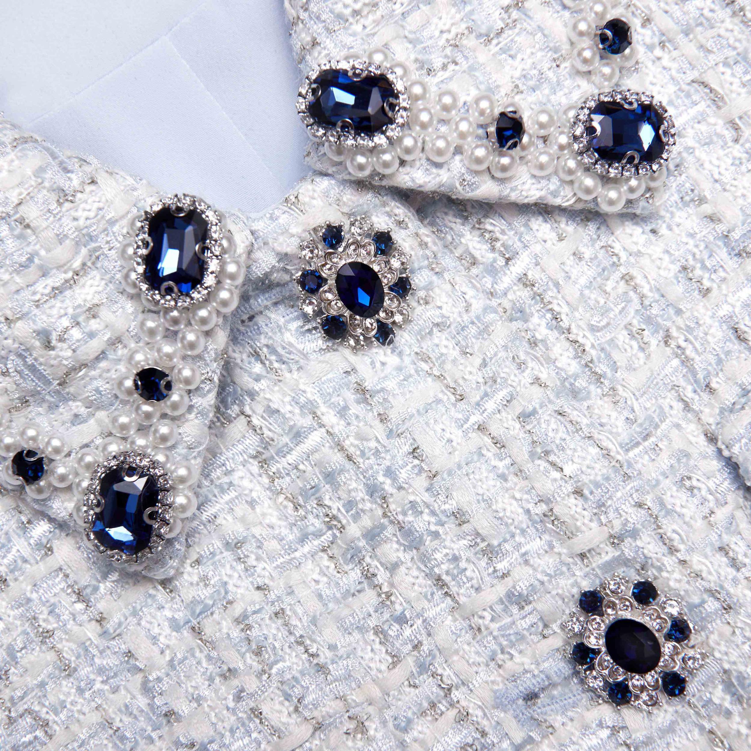Blue Boucle Mini Dress Product Image