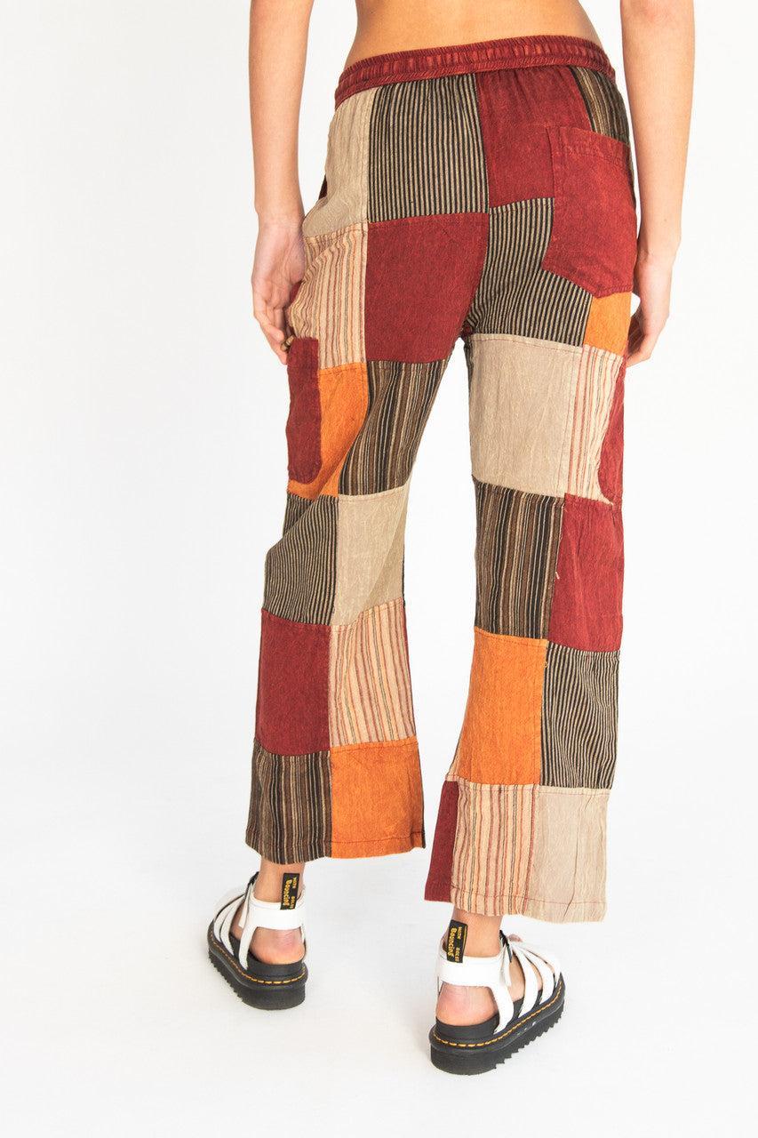 Rust Striped Patchwork Pants Product Image