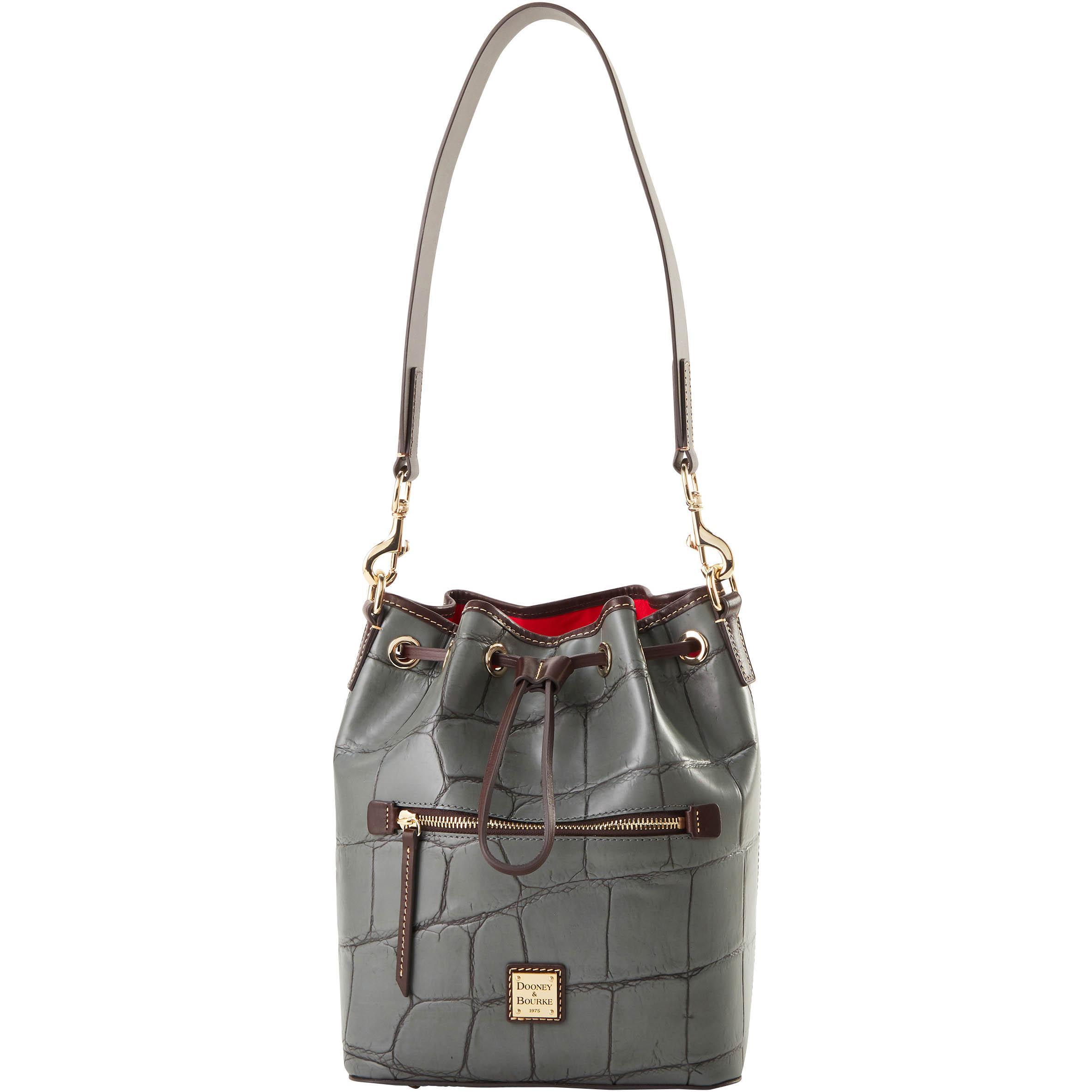 Dooney & Bourke Womens Denison Drawstring Leather Shoulder Bag in Smoke Grey Product Image