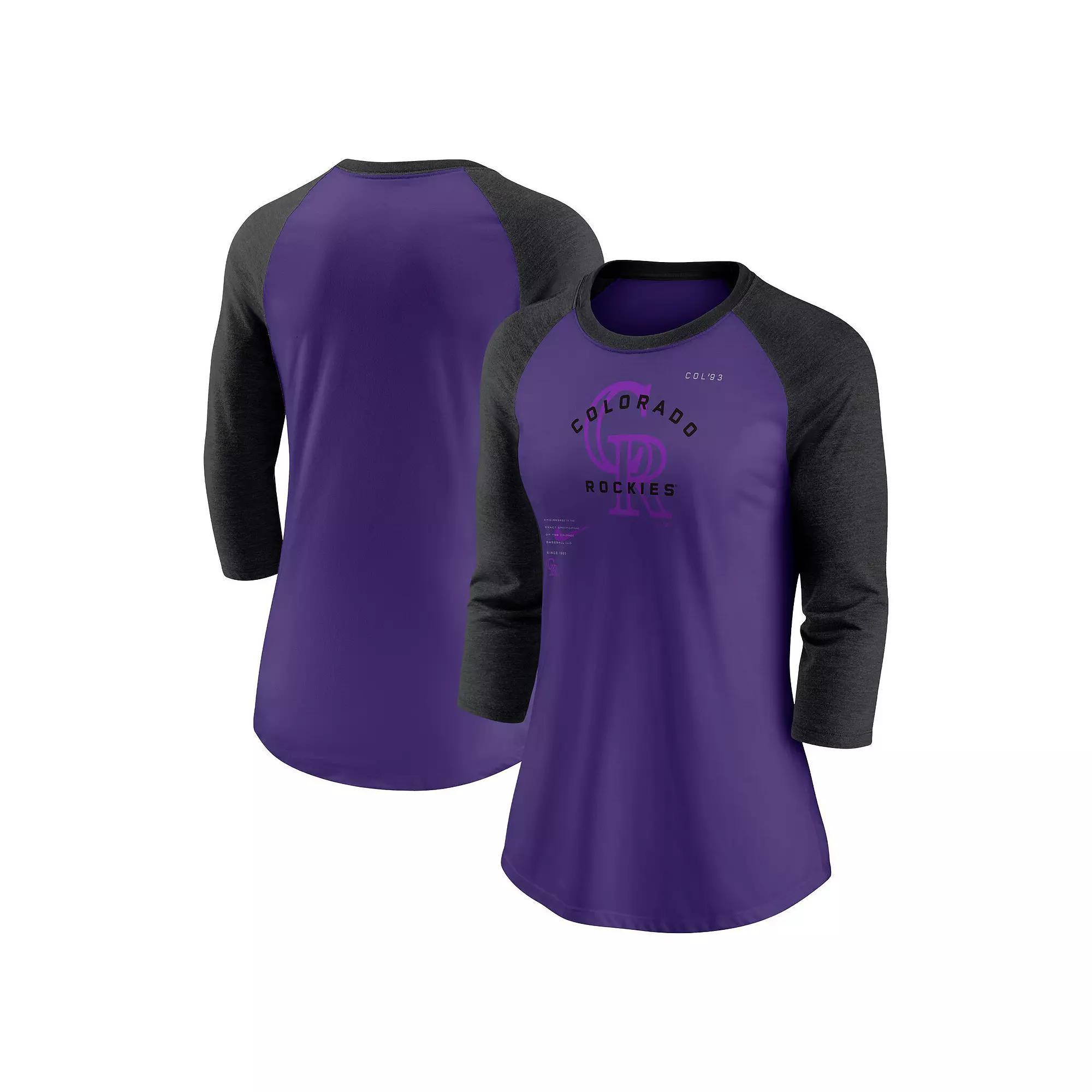 Women's Nike Red/Navy Washington Nationals Next Up Tri-Blend Raglan 3/4-Sleeve T-Shirt, Size: Large Product Image