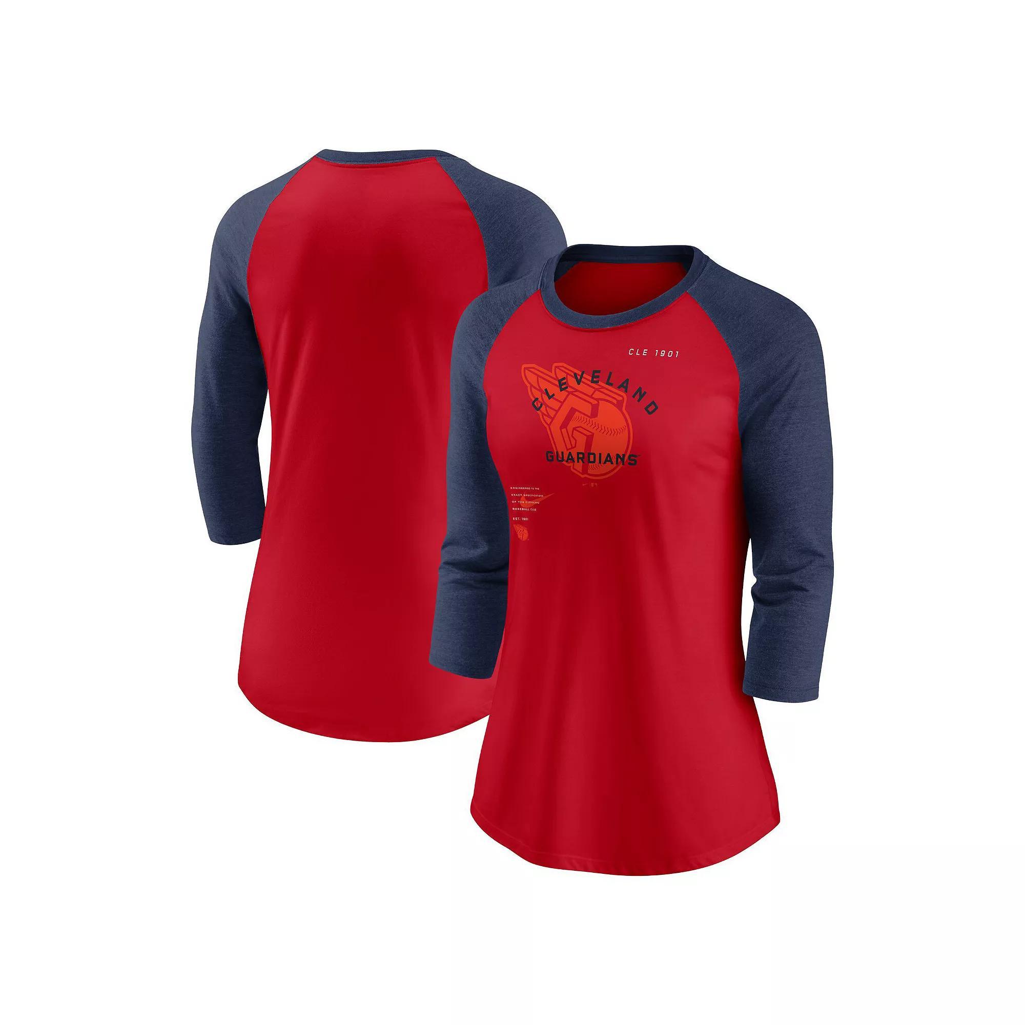 Women's Nike Red/Navy Washington Nationals Next Up Tri-Blend Raglan 3/4-Sleeve T-Shirt, Size: Large Product Image