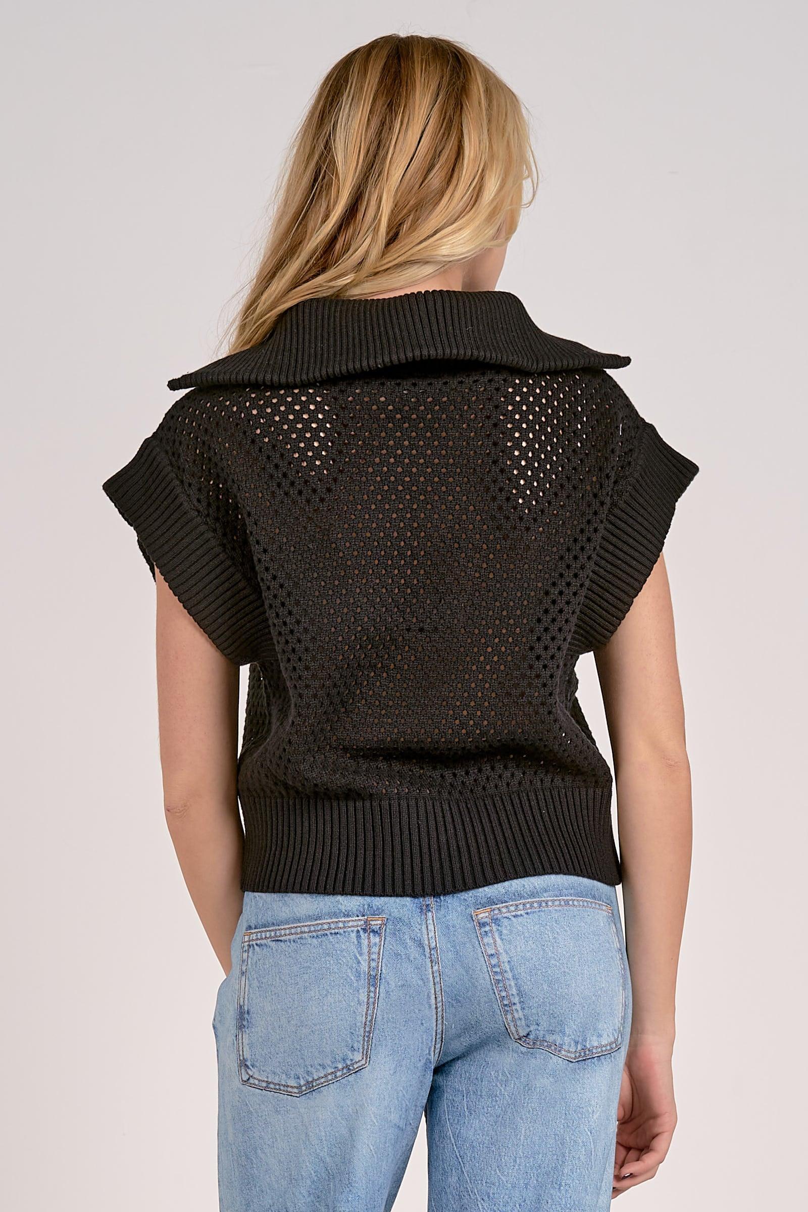 Half Zip Mesh Sweater Product Image