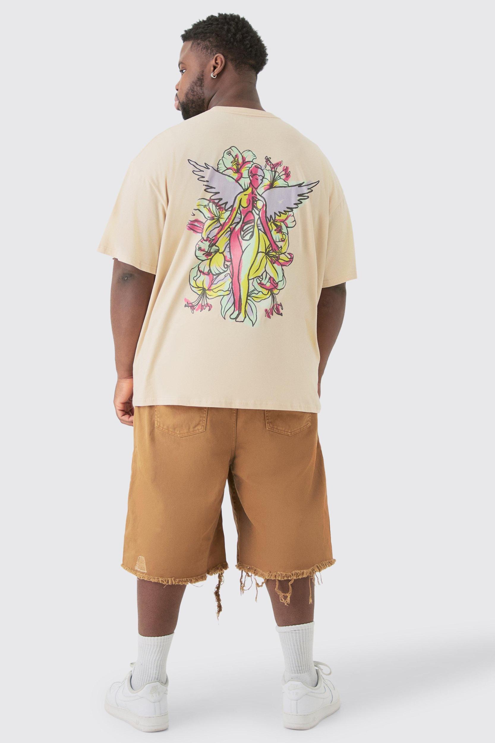 Plus Nirvana Oversized License T-shirt Sand | boohooMAN USA Product Image