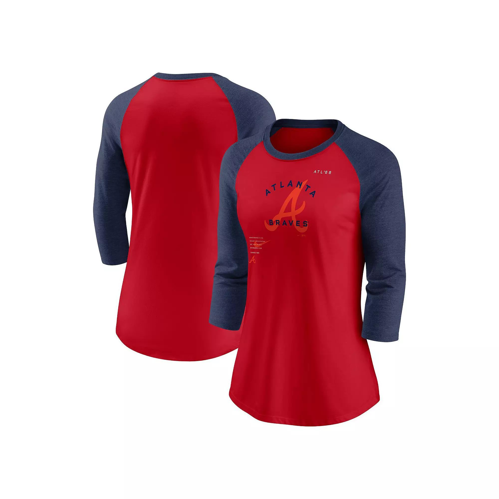 Women's Nike Red/Navy St. Louis Cardinals Next Up Tri-Blend Raglan 3/4-Sleeve T-Shirt, Size: Medium Product Image