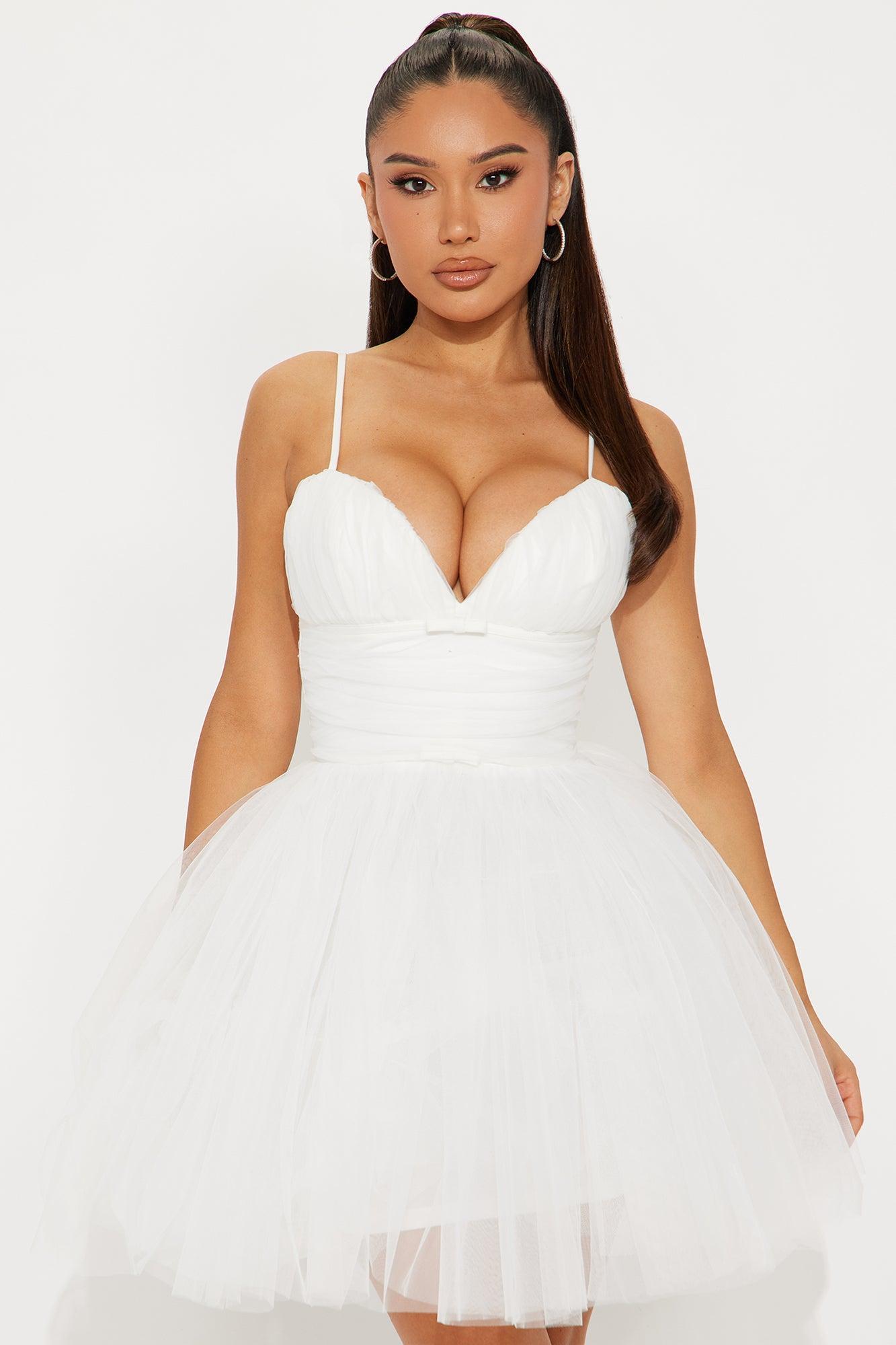 Dream Come True Tulle Mini Dress - Off White Product Image