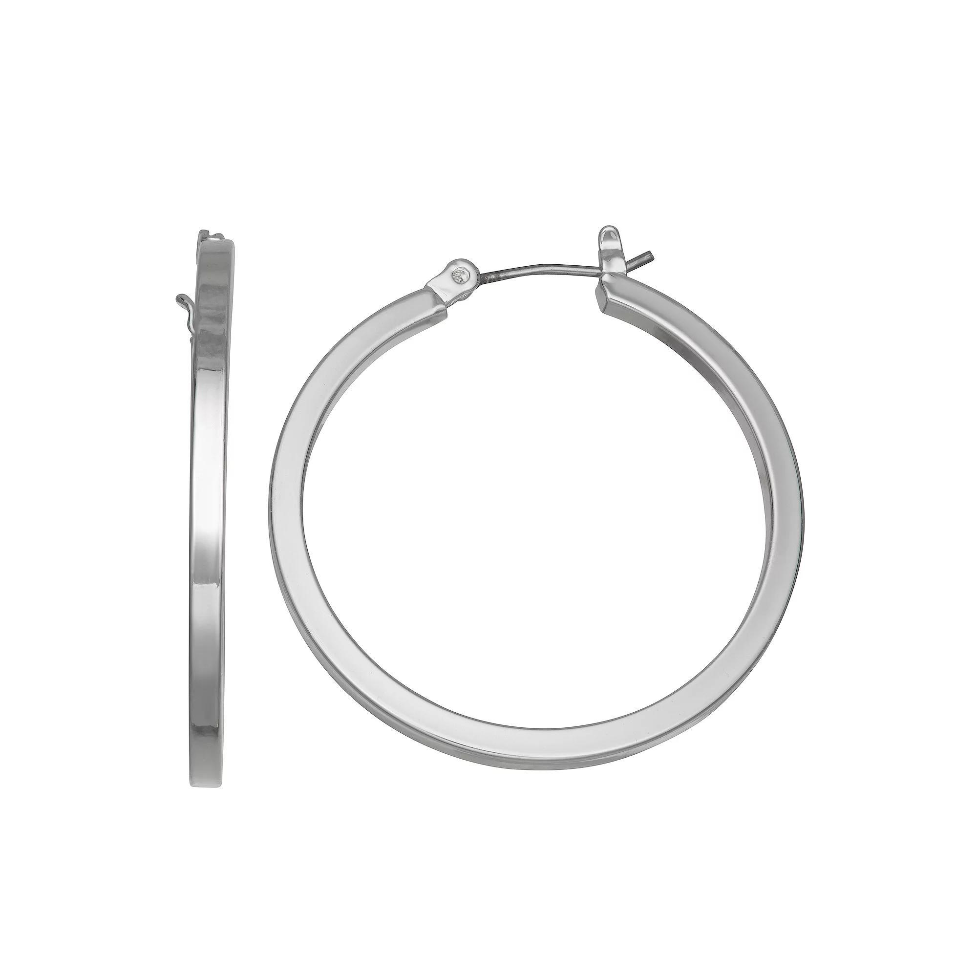 Simply Vera Vera Wang Silver Tone 31 mm Medium Hoop Earrings, Womens Product Image