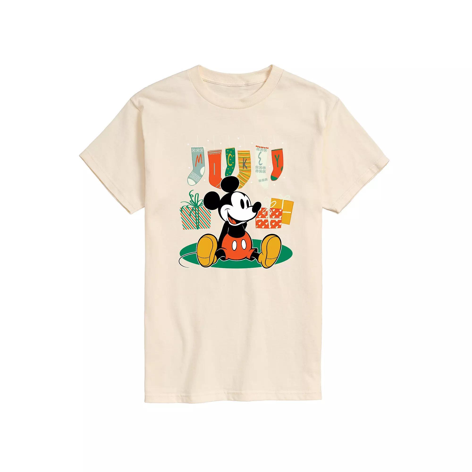 Disneys Mickey Mouse Big & Tall Stockings Graphic Tee, Mens Product Image