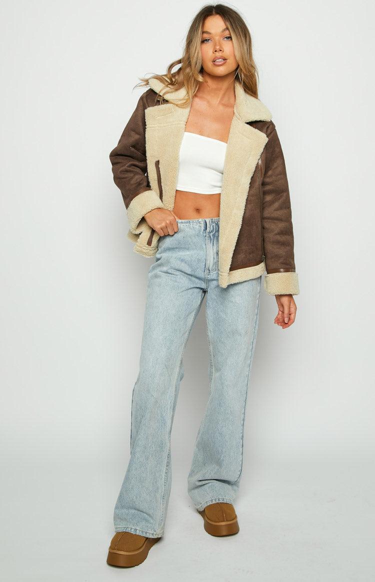 Aviator Brown Sherpa Jacket Product Image