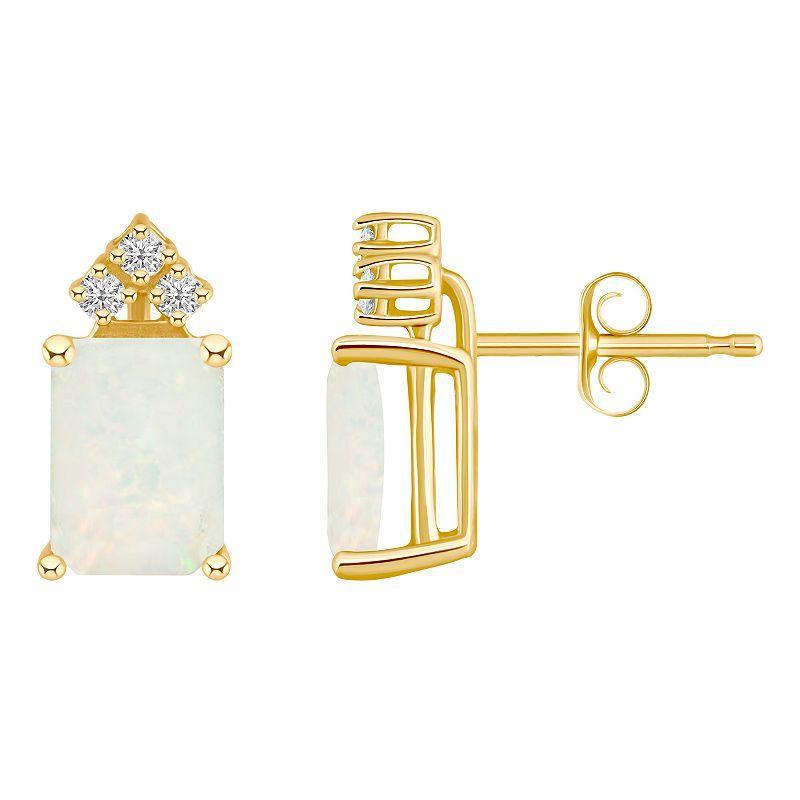 Celebration Gems 14k Gold Gemstone & 1/10 Carat T.W. Diamond Stud Earrings, Women's, Citrine Product Image