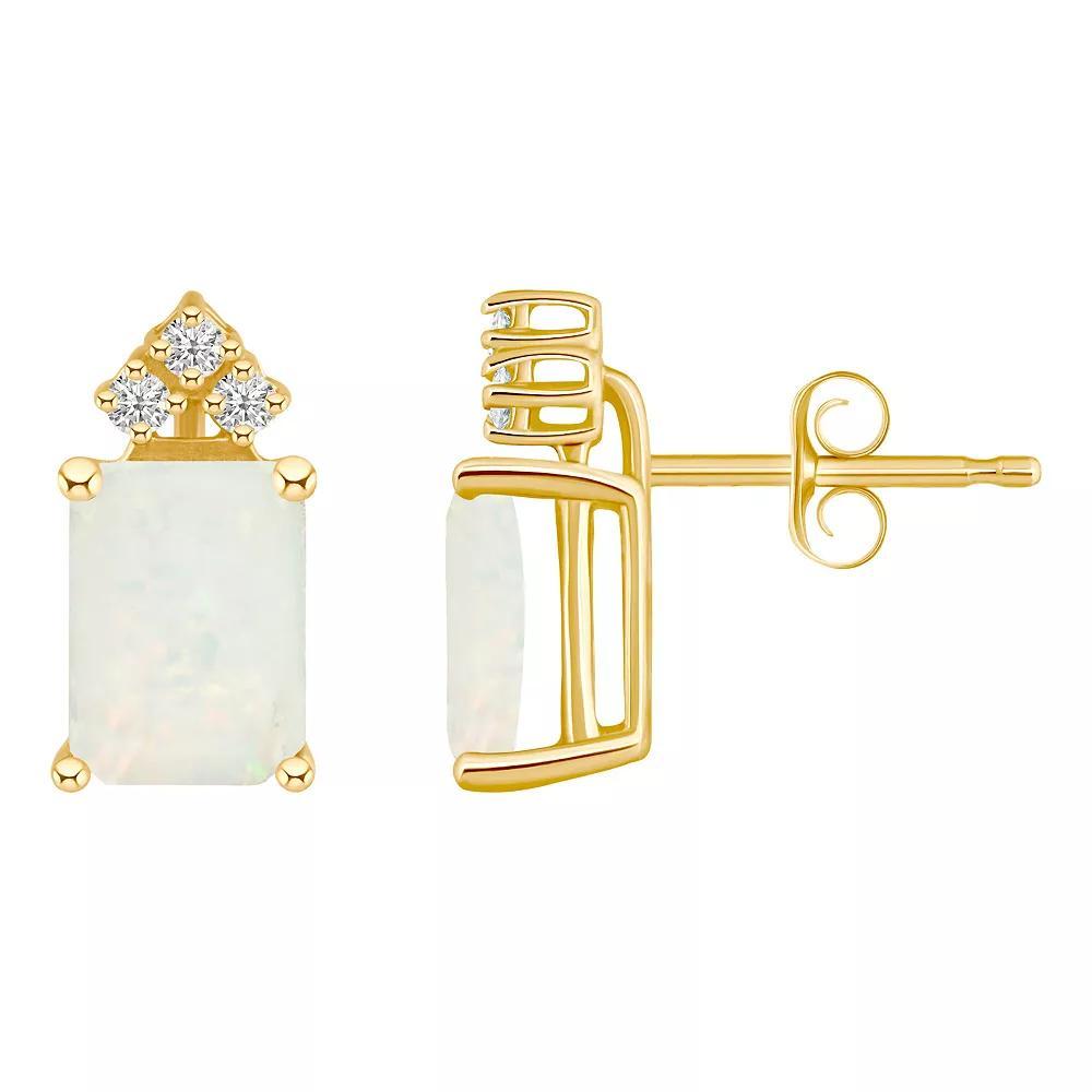 Celebration Gems 14k Gold Gemstone & 1/10 Carat T.W. Diamond Stud Earrings, Women's, Citrine Product Image