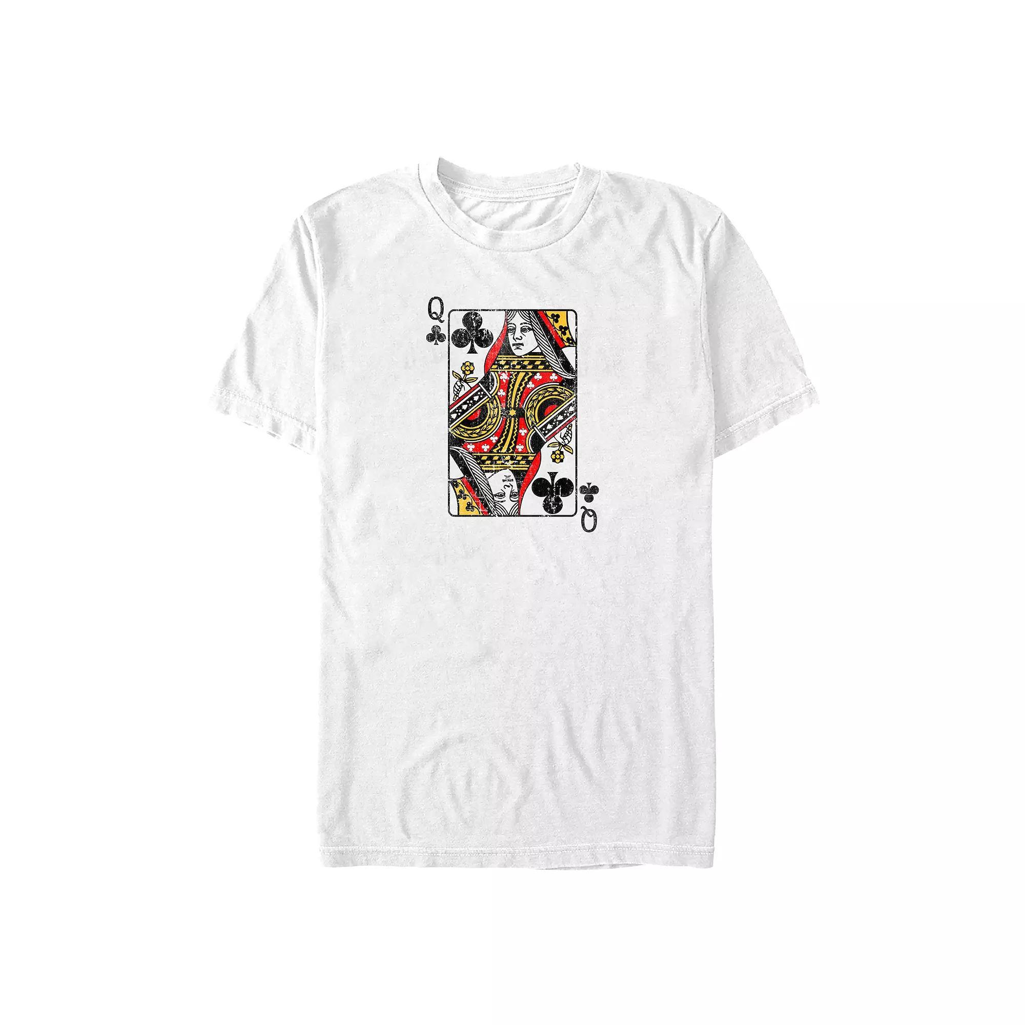 Big & Tall Queen Of Clubs Card Graphic Tee, Men's, Size: XXL Tall, White Product Image