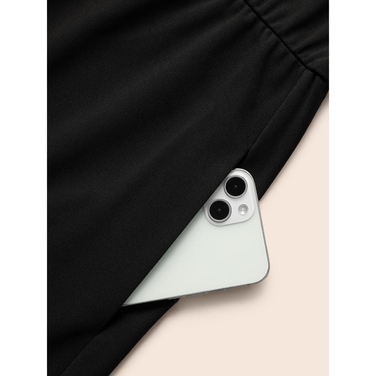 Plus Size Plain Elastic Waist Midi Tank Dress Black Women Elegant Non Square Neck Sleeveless Curvy BloomChic 26/4X Product Image