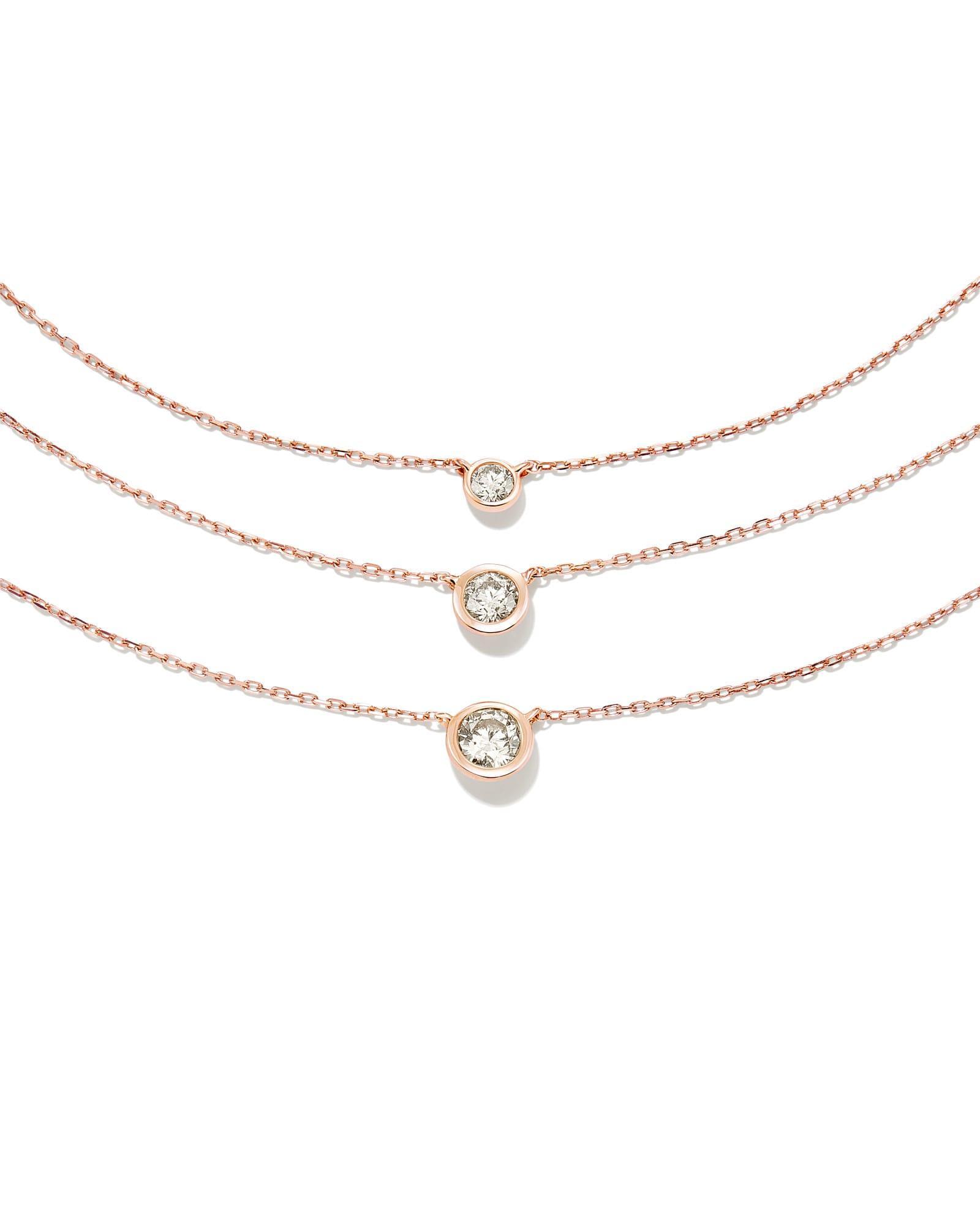 Audrey 14k Rose Gold Pendant Necklace in White Diamond, 0.07ct Product Image