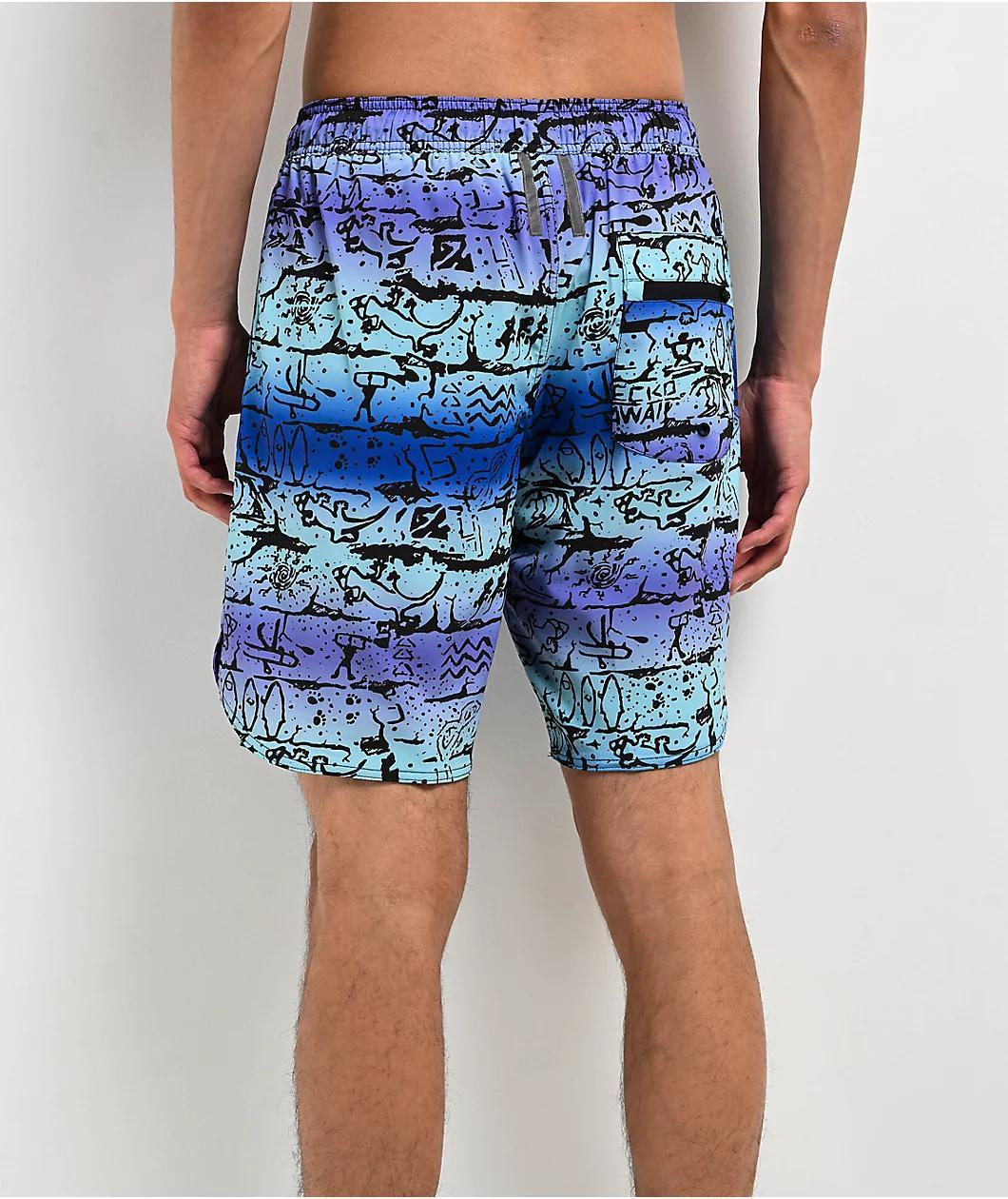 Gecko Ombre Wall Blue Board Shorts Product Image