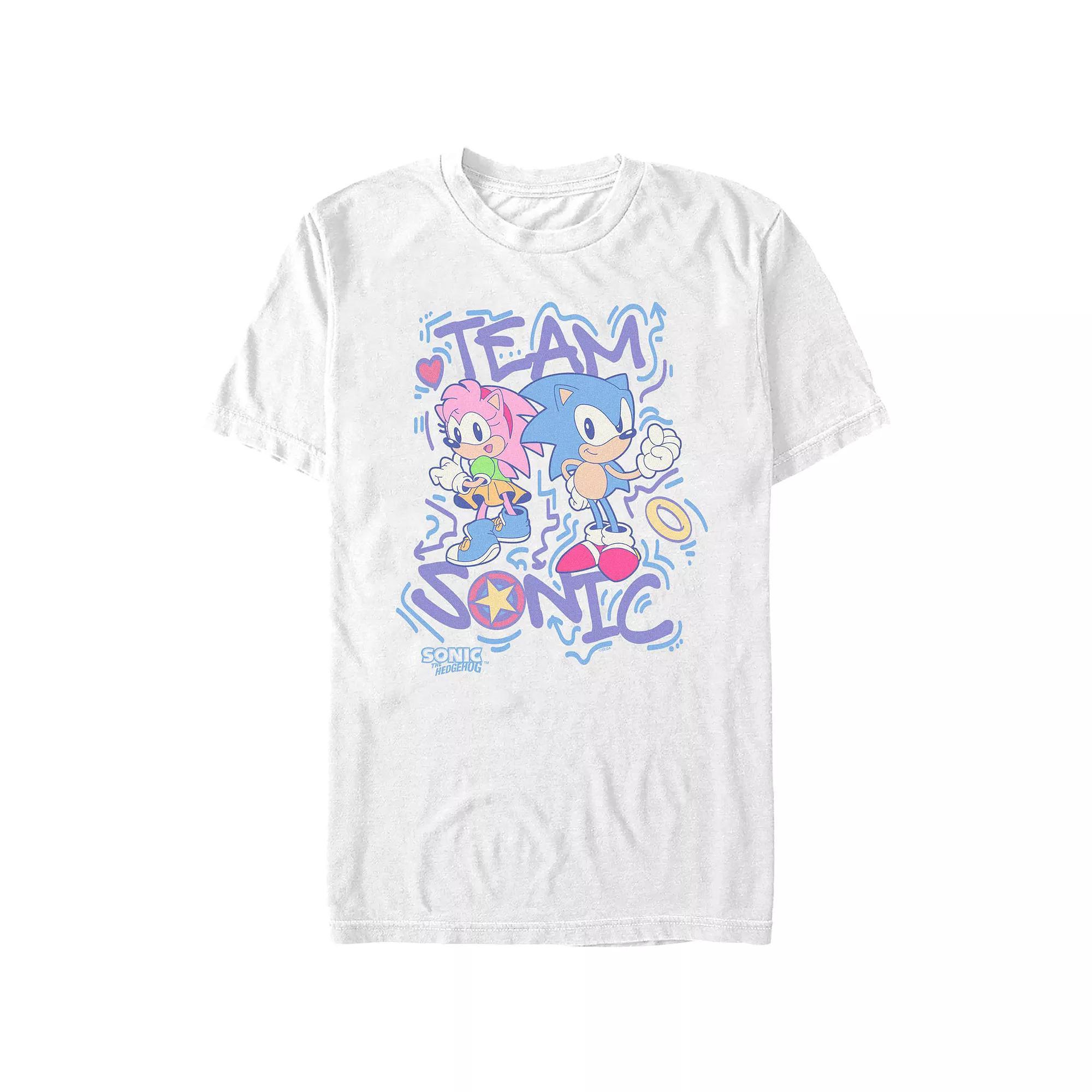 Men's Sonic The Hedgehog Team Sonic 90s Style Graphic Tee, Size: Small, White Product Image