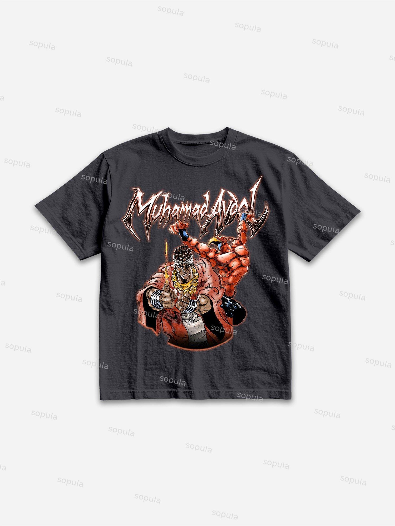 Manga Magician's Red Graphic Cotton T-shirt Product Image