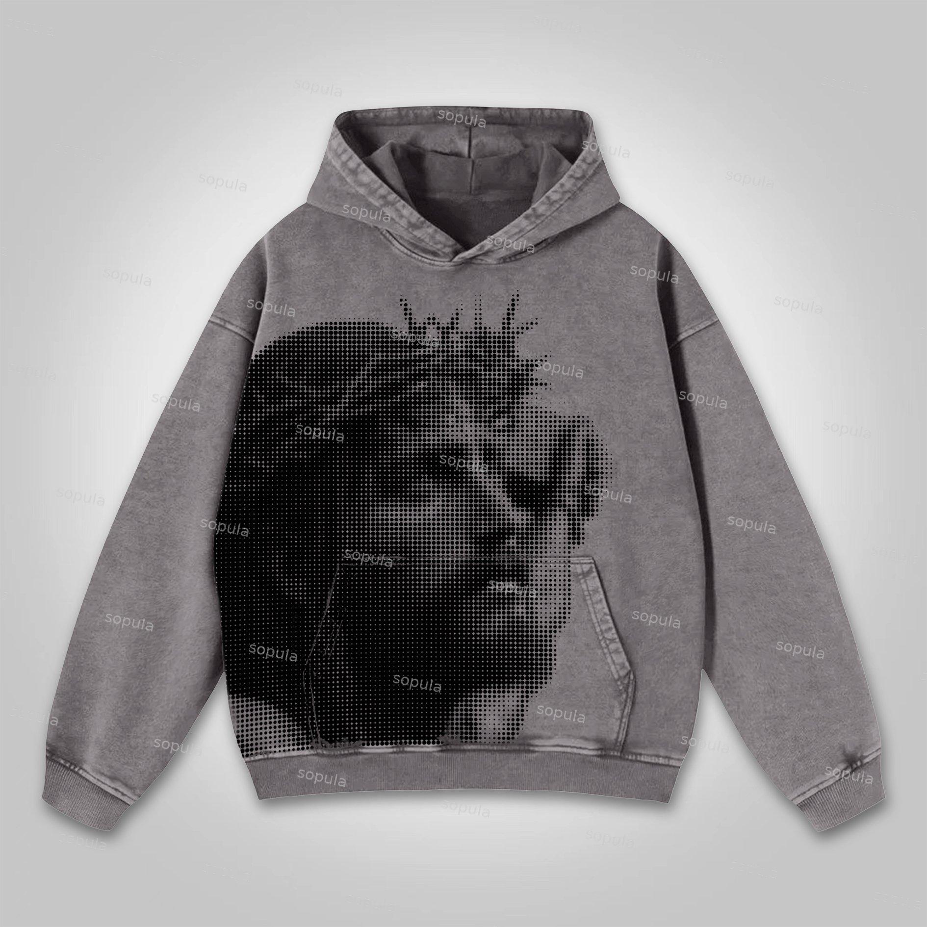 Sopula Jesus Outlet Printing Graphics Washed Distressed Hoodie Product Image