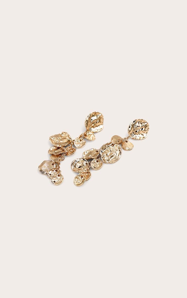 Gold Hammered Circular Draped Earrings Product Image