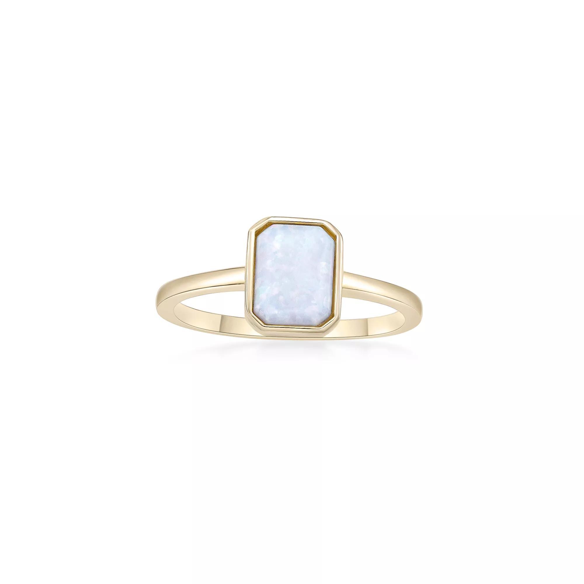 Gemminded 2 Micron Gold Over Silver Lab-Created Opal Ring, Women's, Size: 8, Gold Tone Product Image