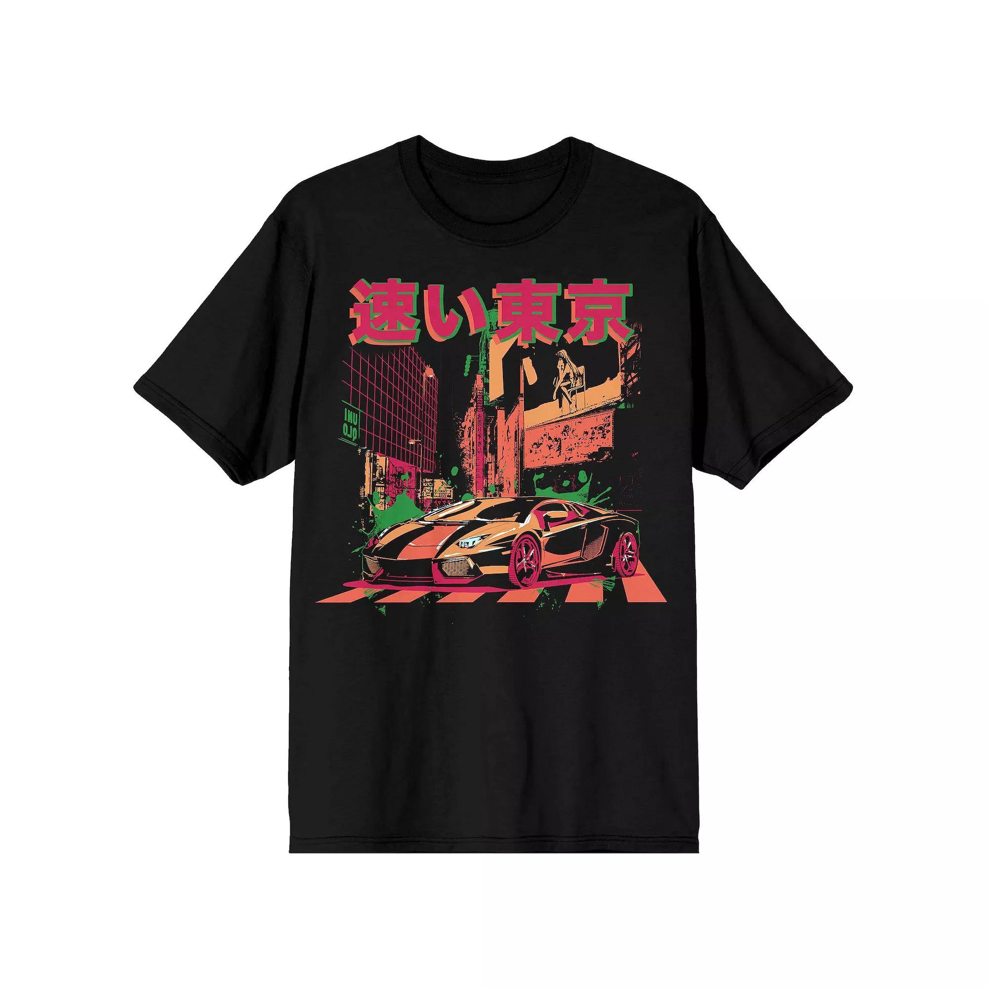 Men's Sleek Rebel Tokyo Fast Graphic Tee, Size: Small, Black Product Image
