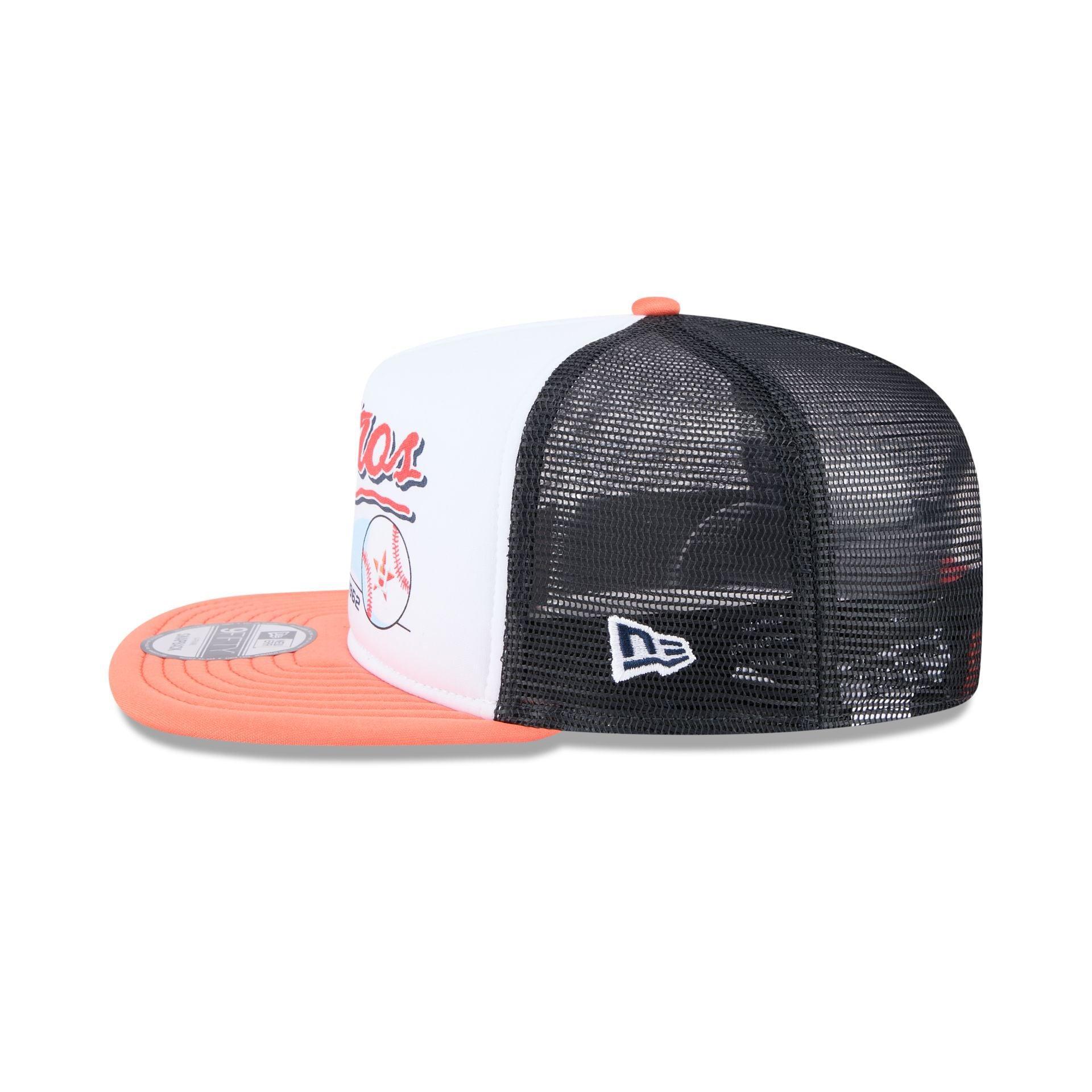 Houston Astros Retro Script 9FIFTY A-Frame Trucker Hat Male Product Image